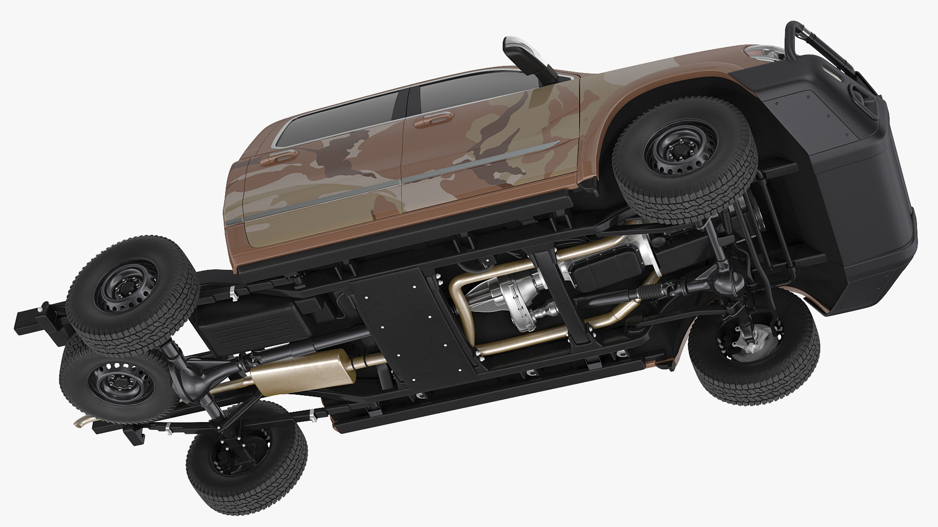 3D Crew Cab 4x4 Truck No Bed Simple Interior