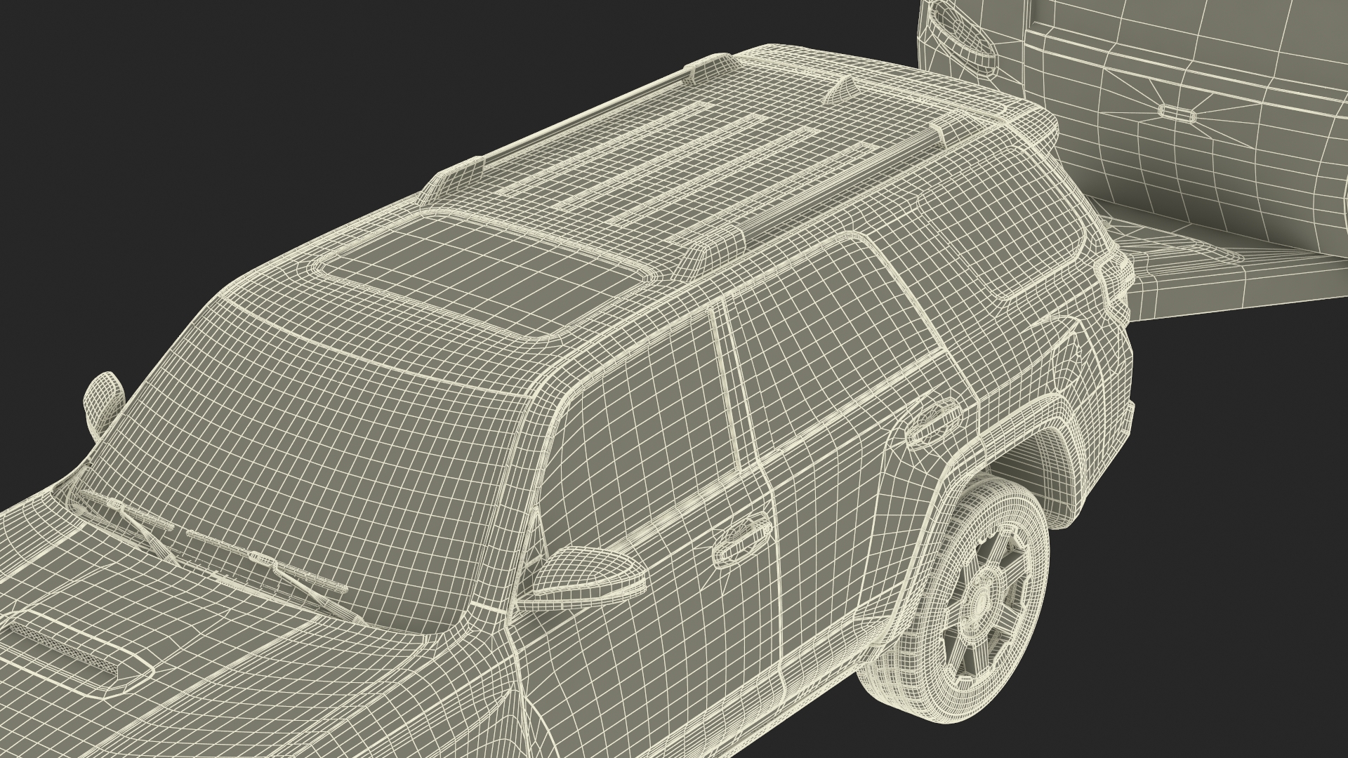 Toyota 4Runner Towing Caravan Hobby Rigged 3D