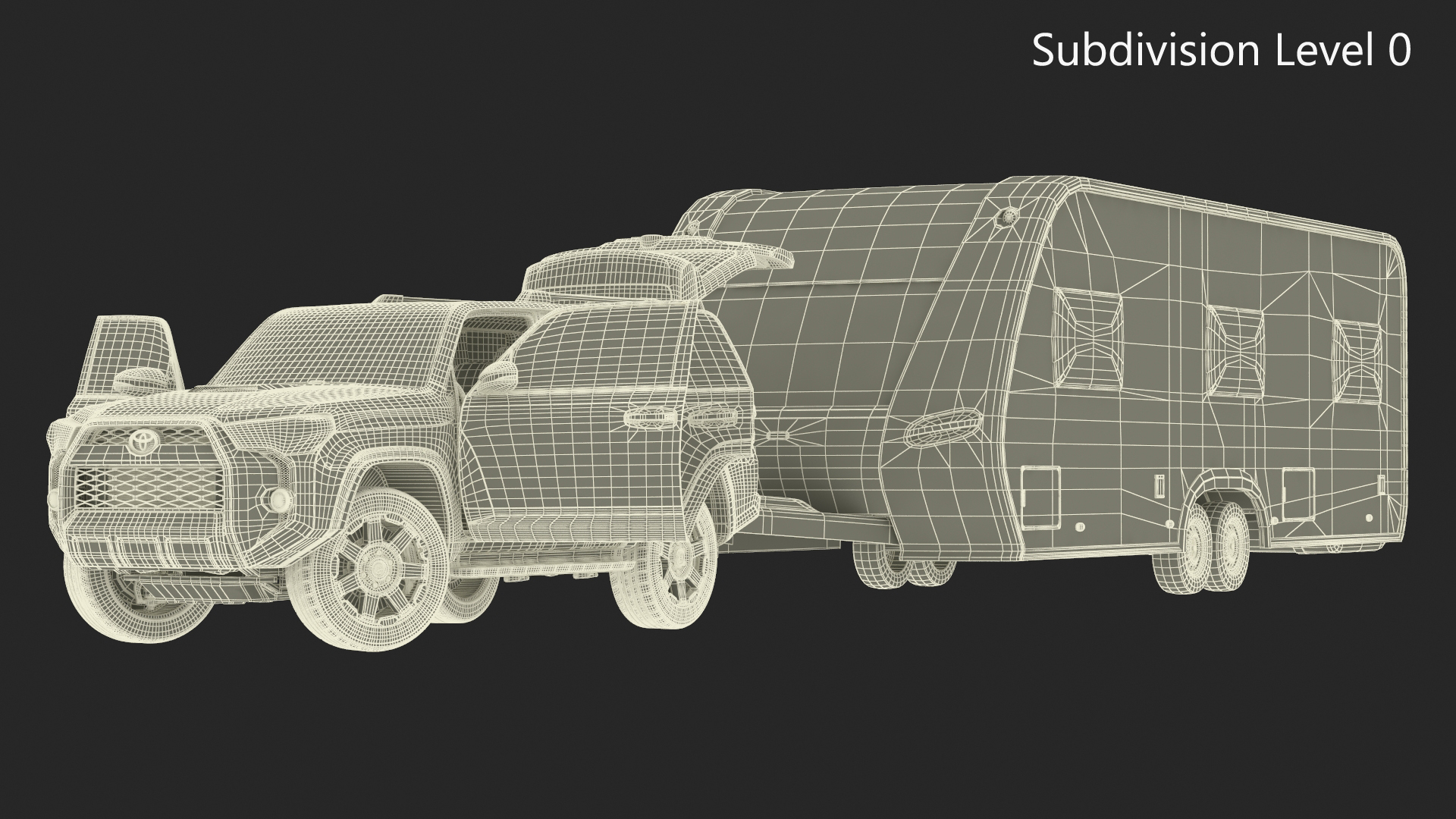 Toyota 4Runner Towing Caravan Hobby Rigged 3D