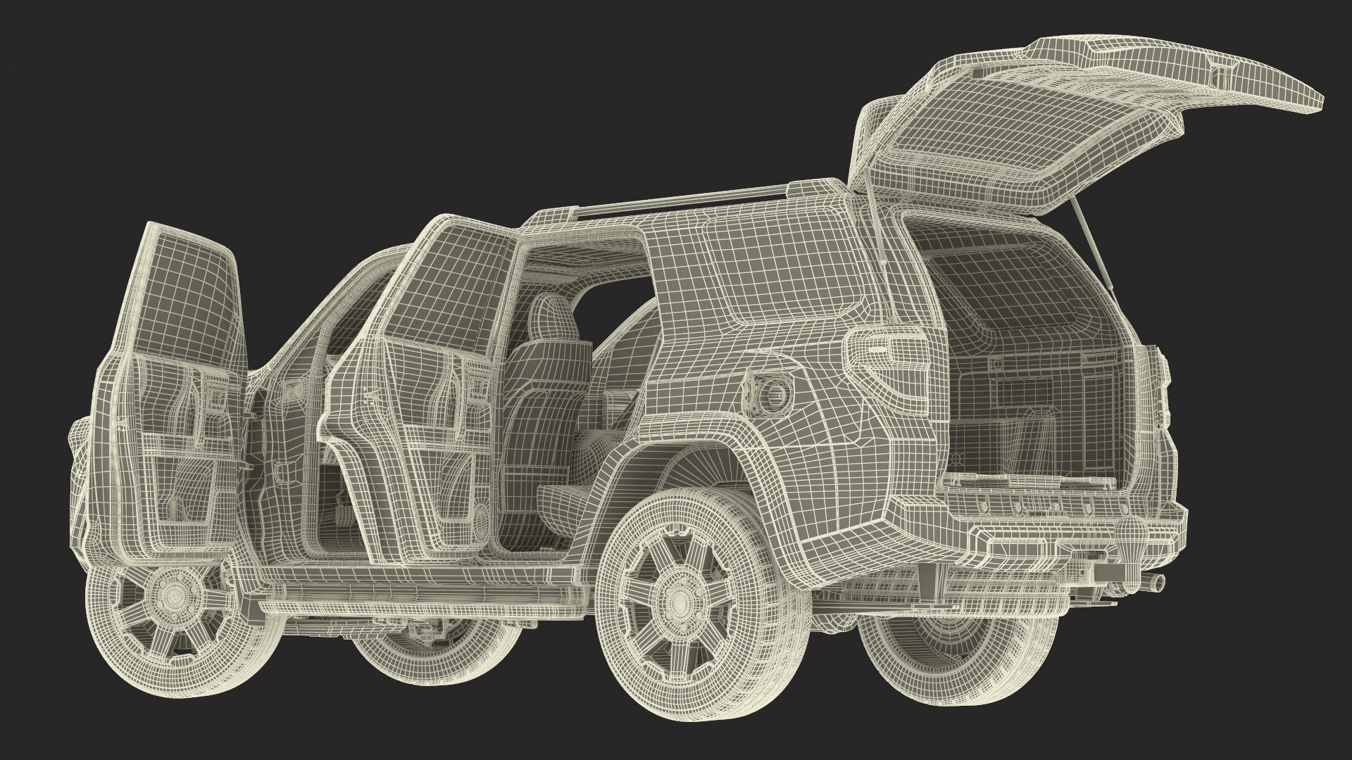 Toyota 4Runner Towing Caravan Hobby Rigged 3D
