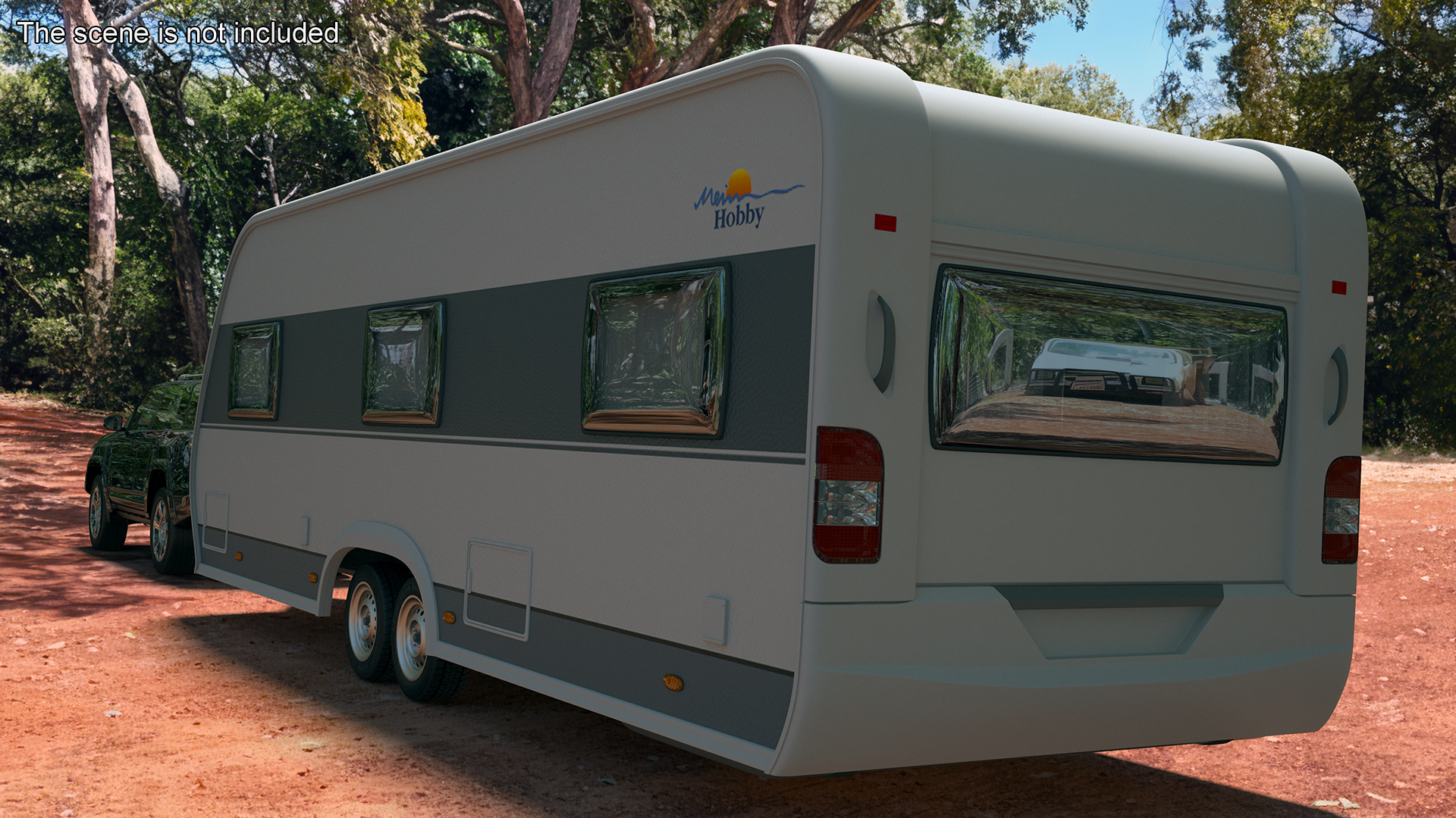 Toyota 4Runner Towing Caravan Hobby Rigged 3D