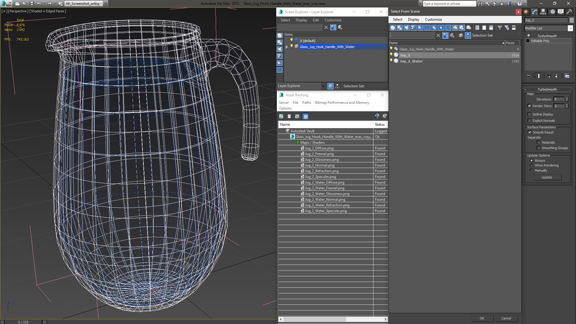 Glass Jug Hook Handle With Water 3D