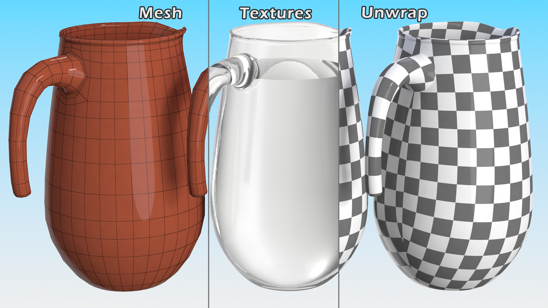 Glass Jug Hook Handle With Water 3D