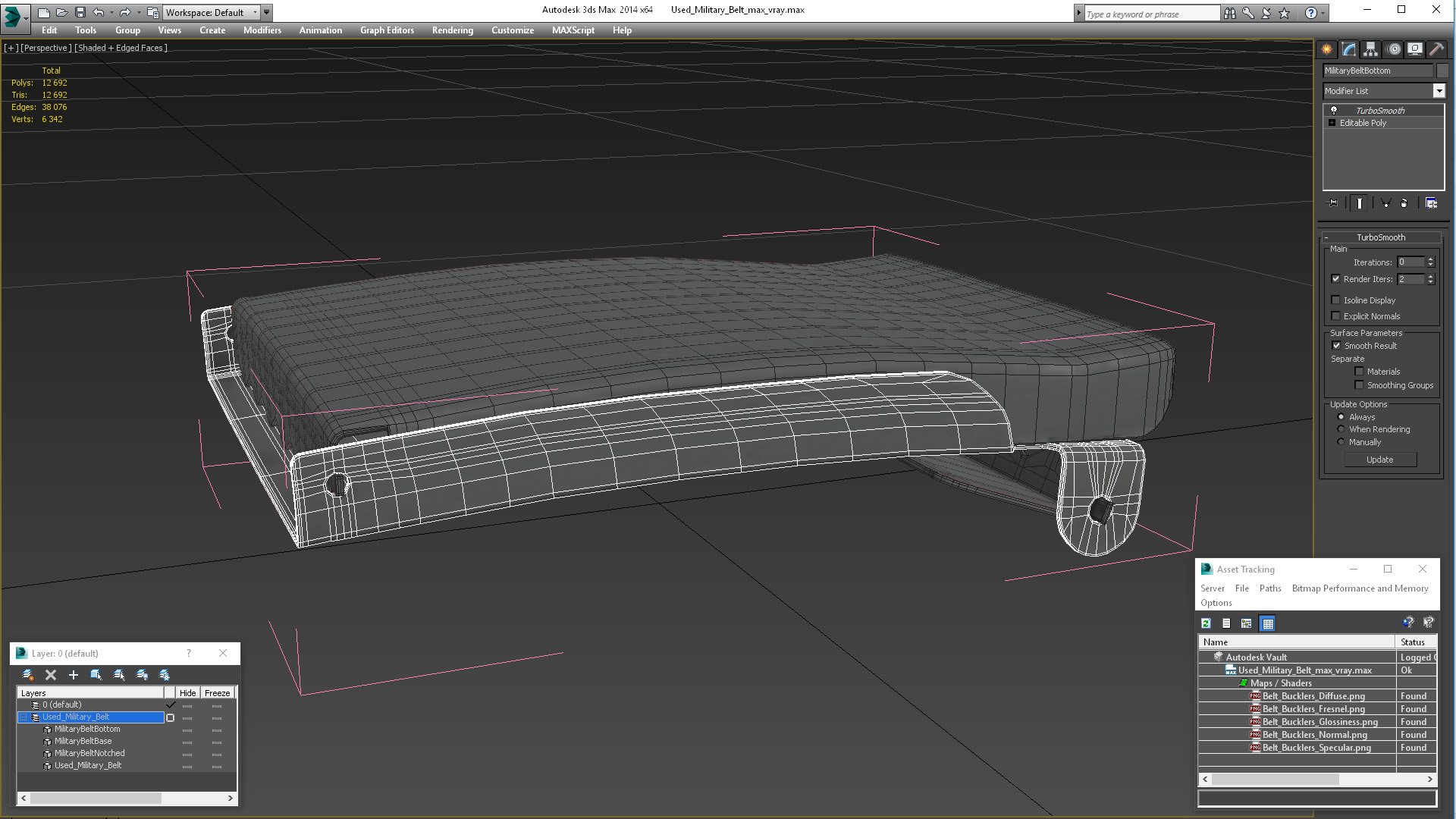 3D Used Military Belt model