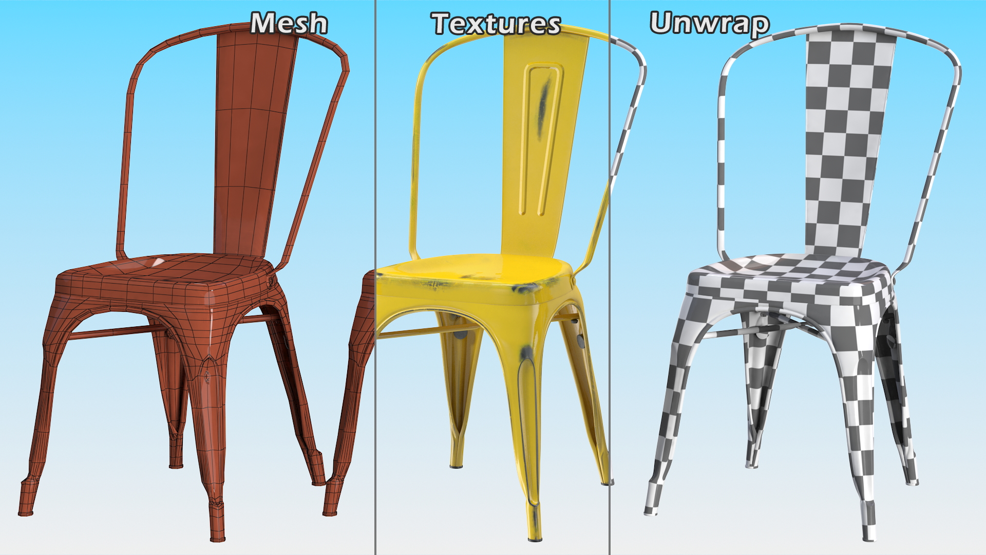 Yellow Stackable Chair 3D