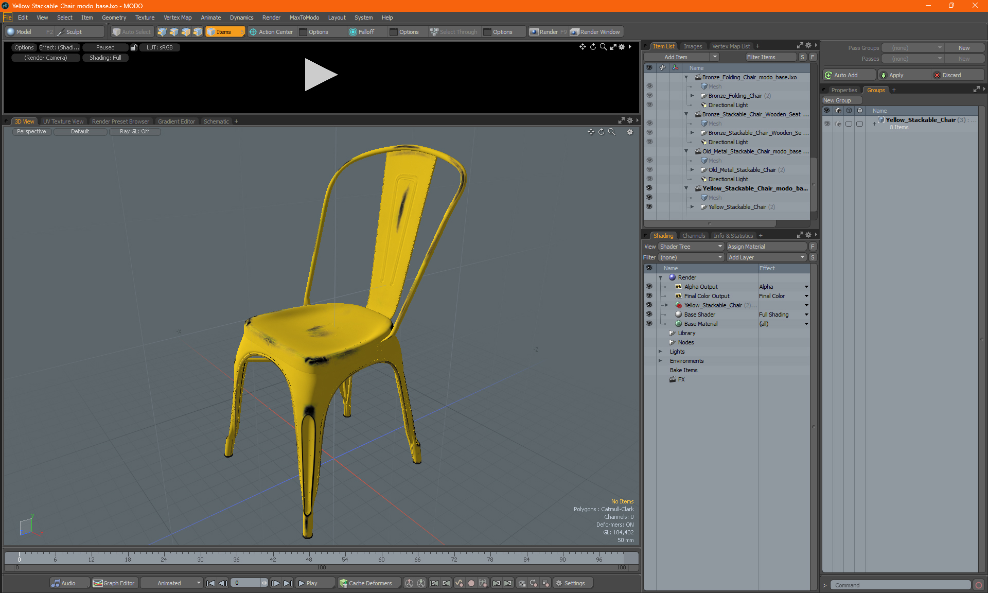 Yellow Stackable Chair 3D