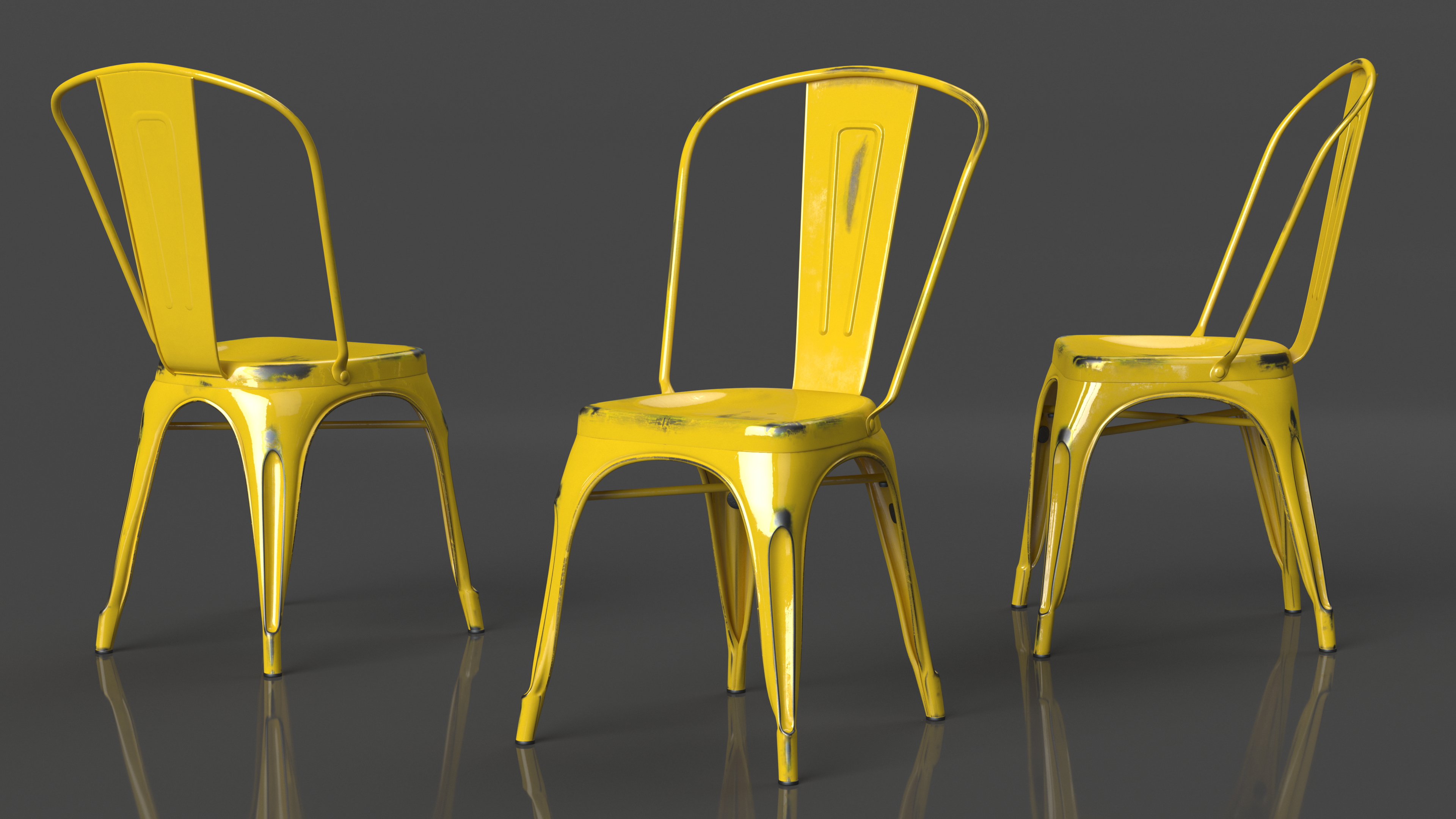 Yellow Stackable Chair 3D