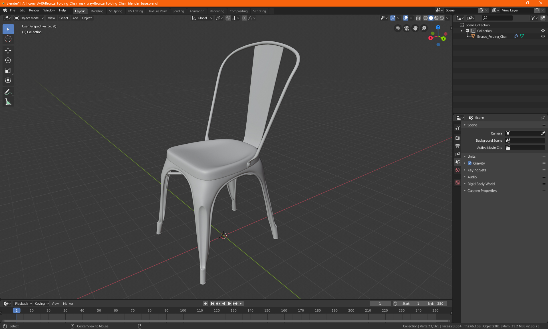 Yellow Stackable Chair 3D