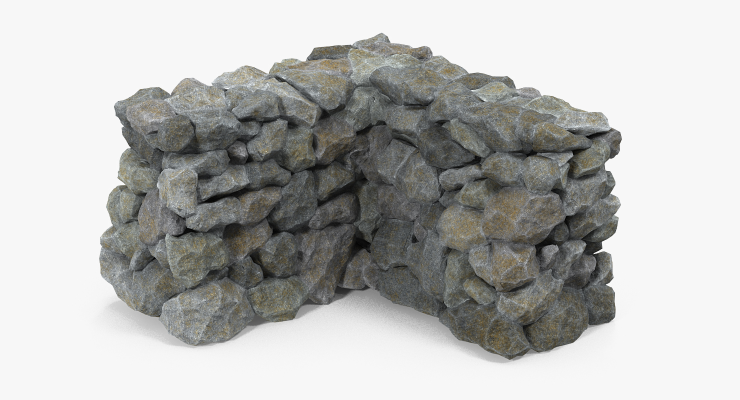 Old Dirty Corner Stone Wall 3D