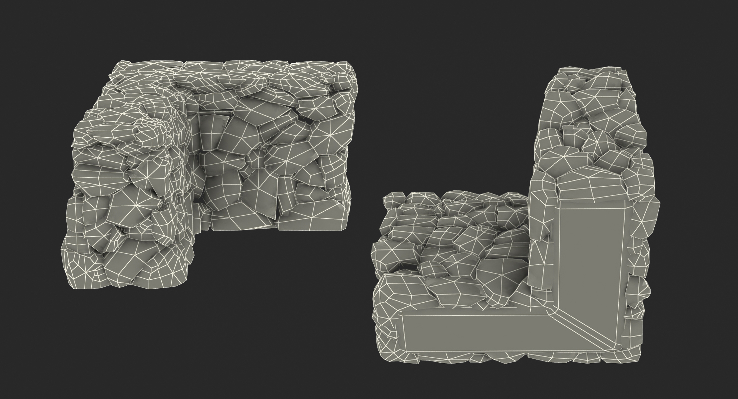 Old Dirty Corner Stone Wall 3D