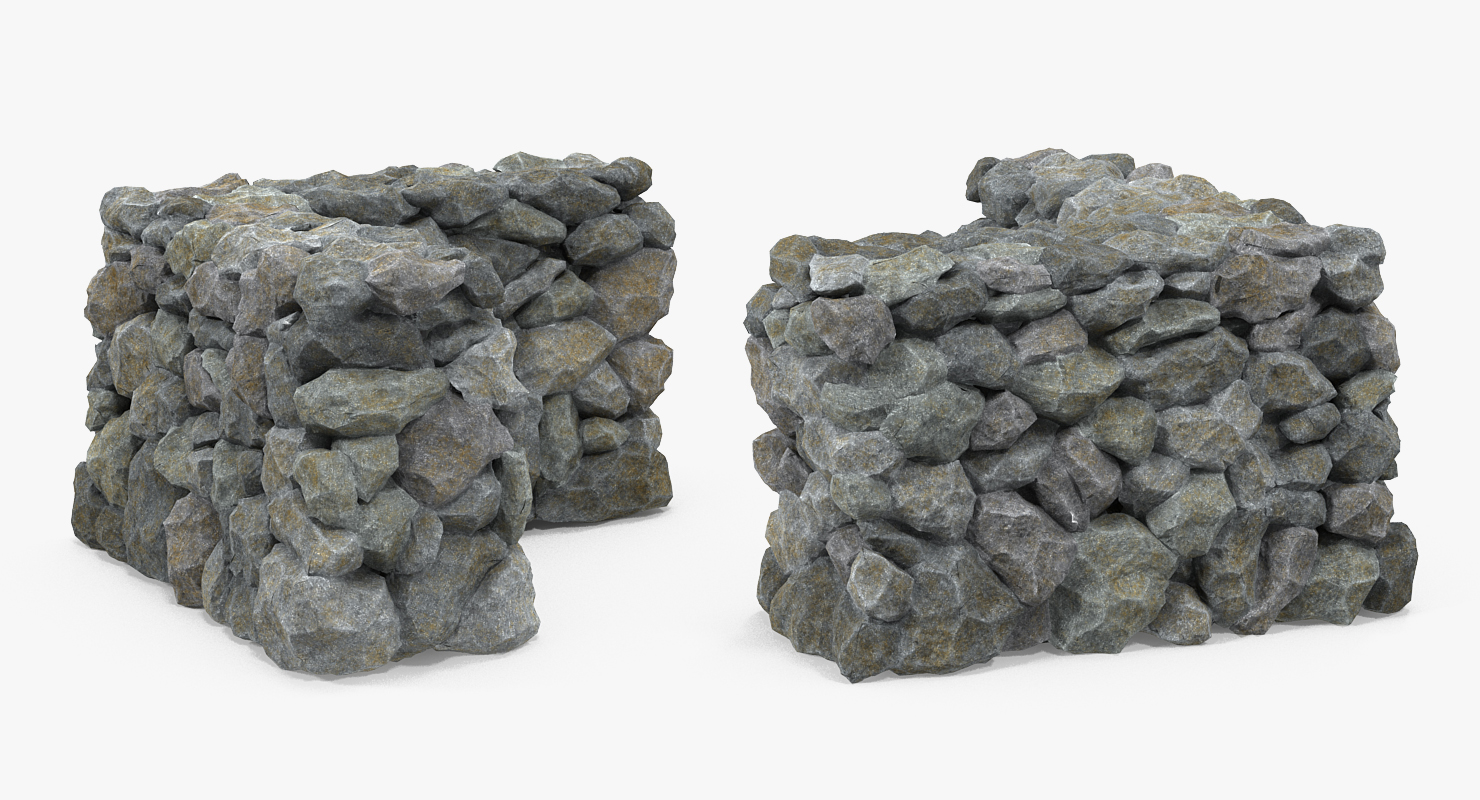 Old Dirty Corner Stone Wall 3D