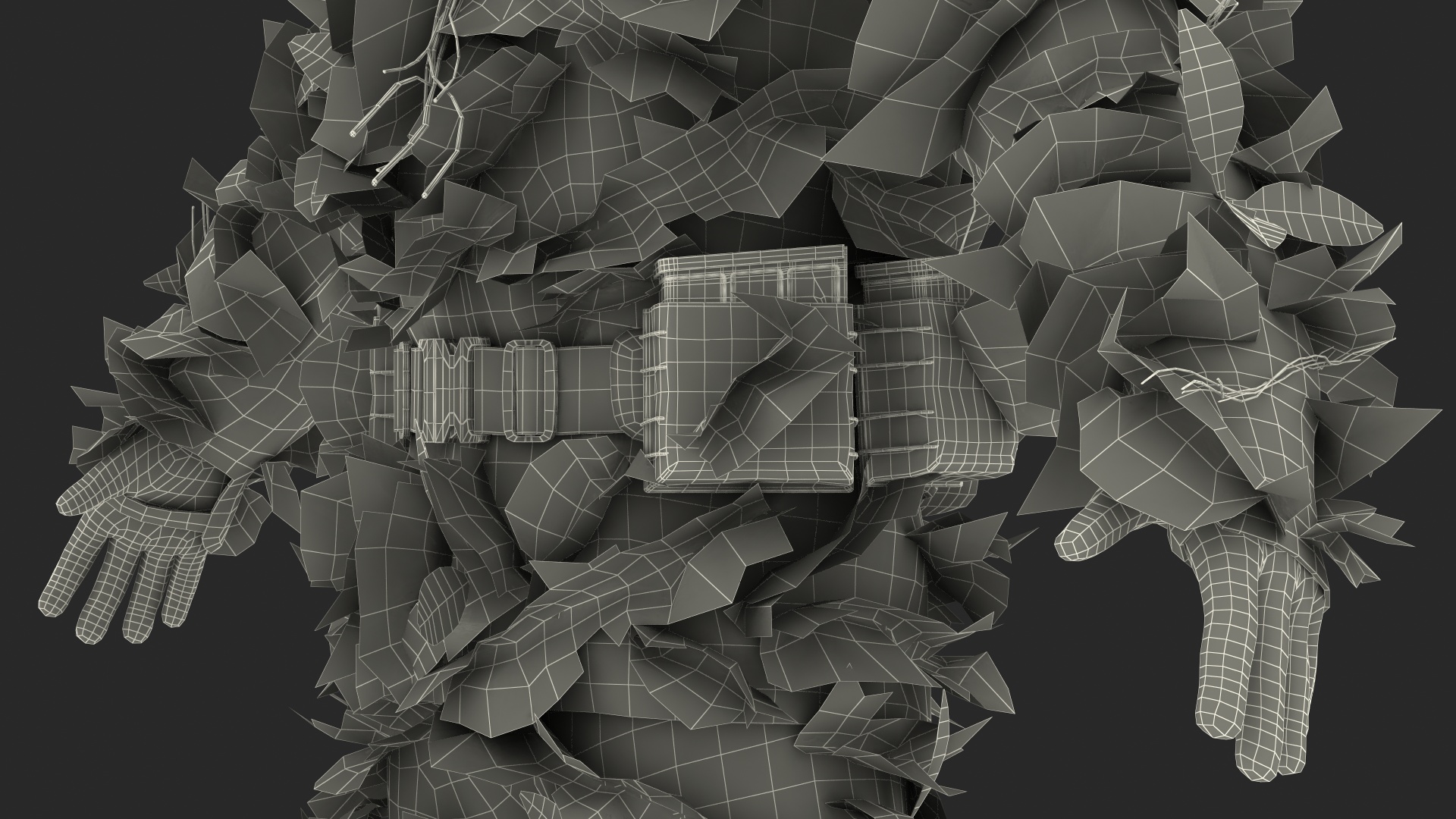 3D Sniper in Leaf Ghillie Suit Rigged for Maya model