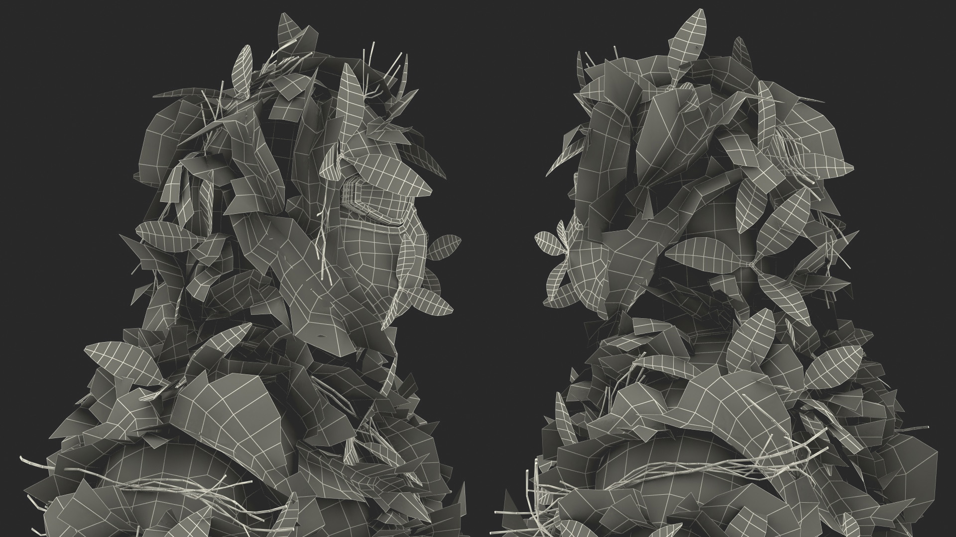 3D Sniper in Leaf Ghillie Suit Rigged for Maya model