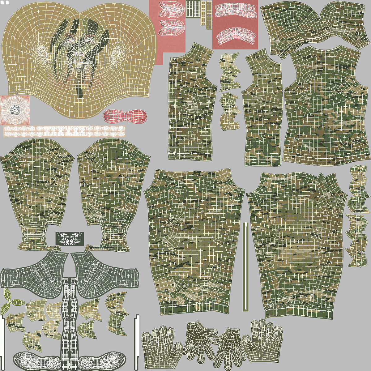 3D Sniper in Leaf Ghillie Suit Rigged for Maya model
