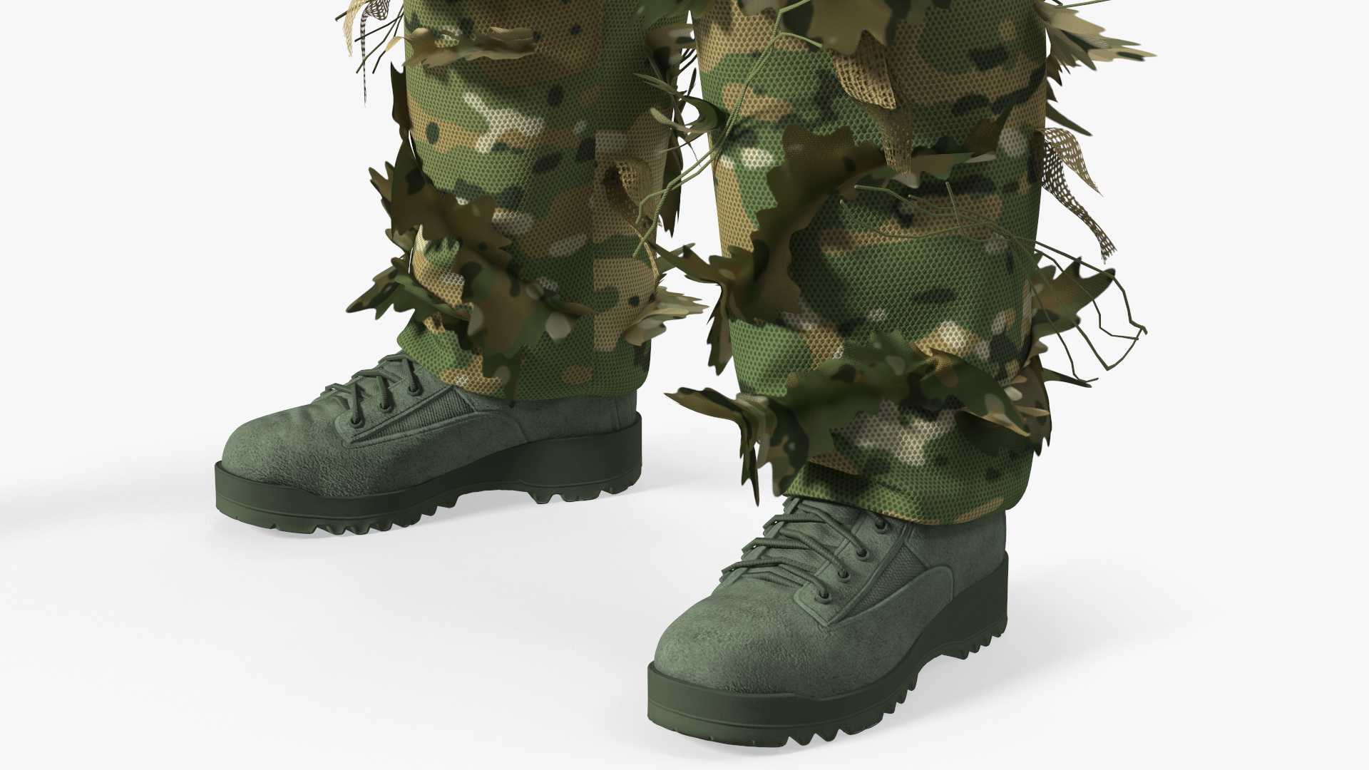 3D Sniper in Leaf Ghillie Suit Rigged for Maya model