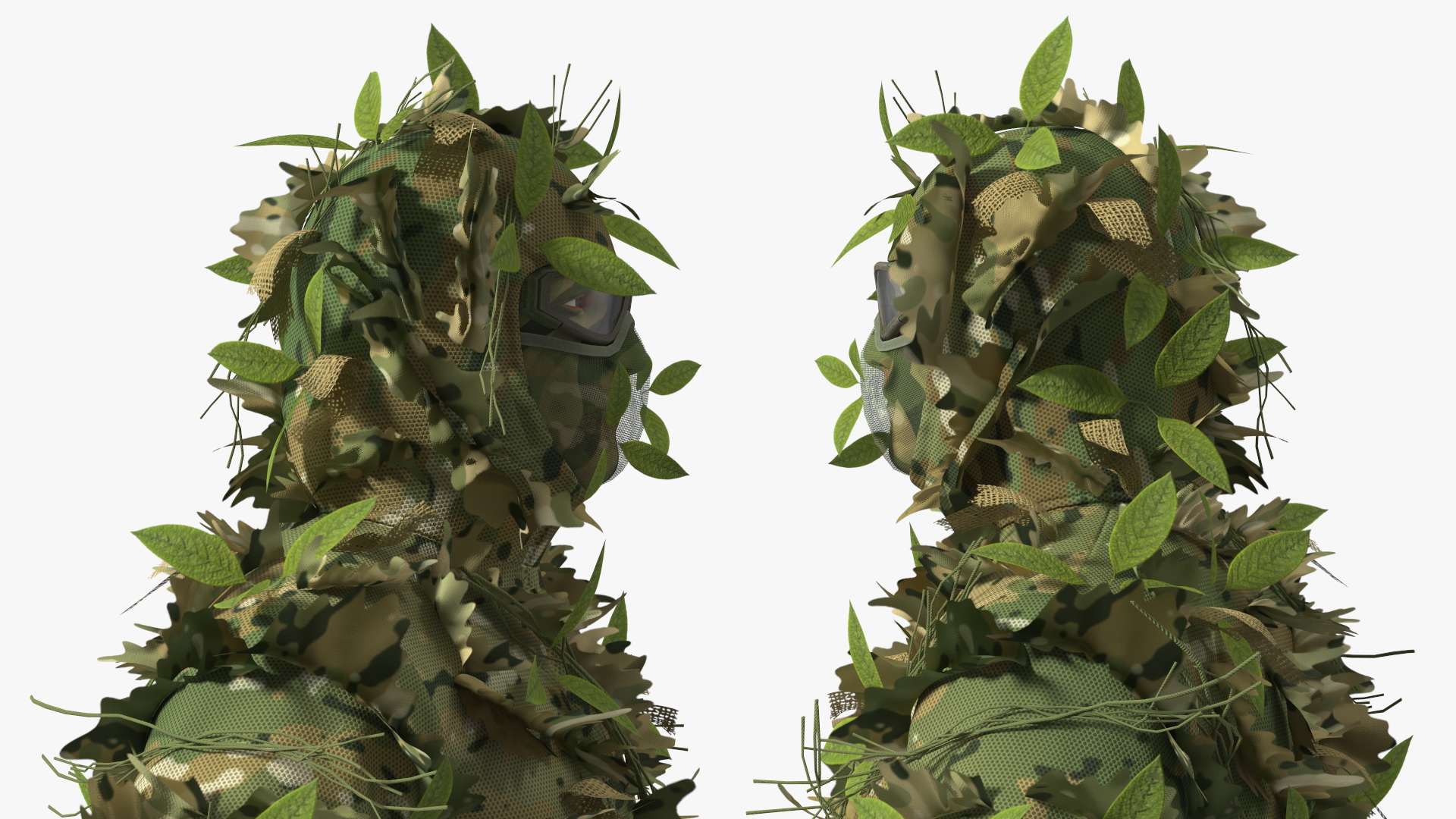 3D Sniper in Leaf Ghillie Suit Rigged for Maya model