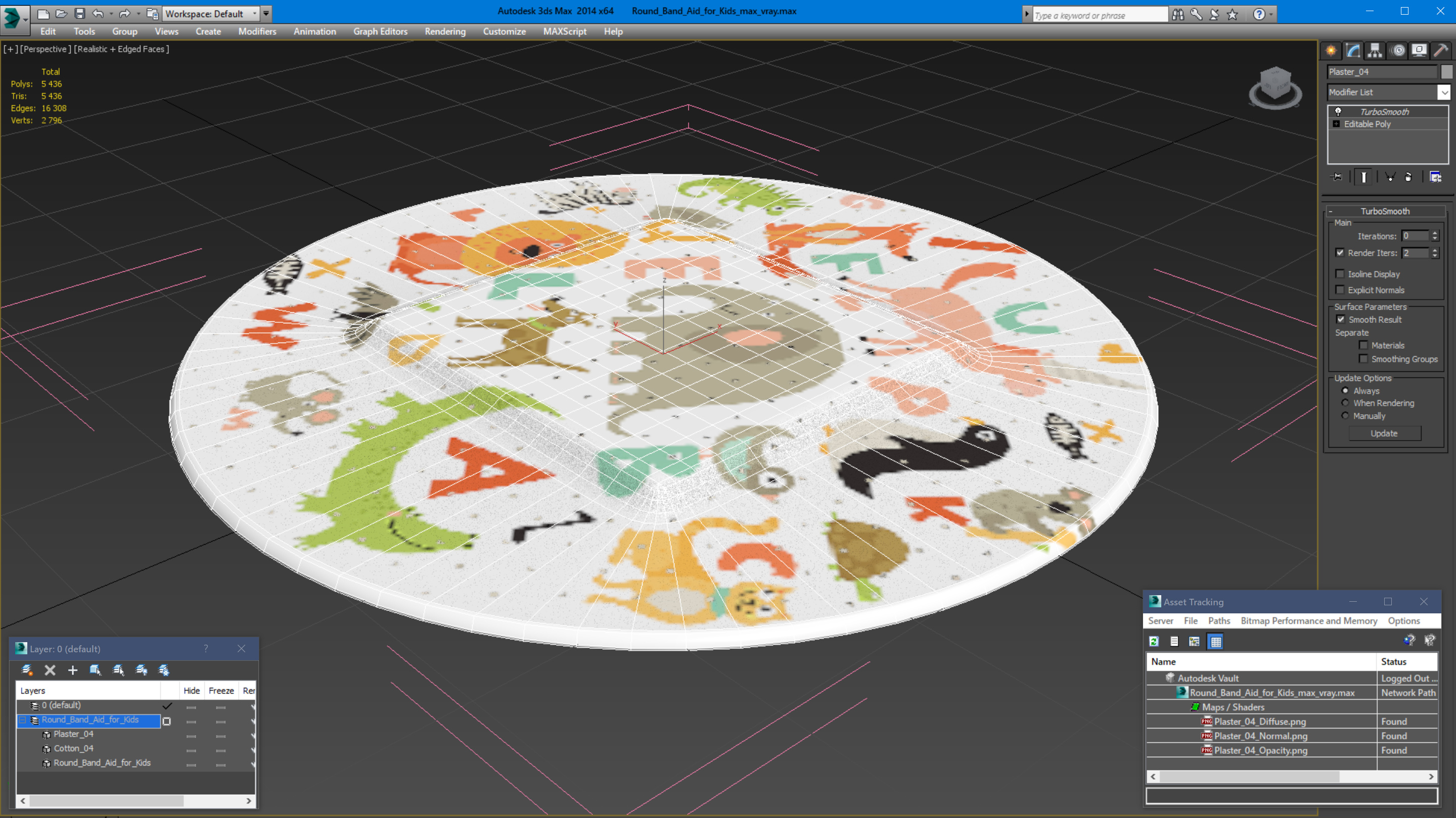 3D Round Band Aid for Kids model