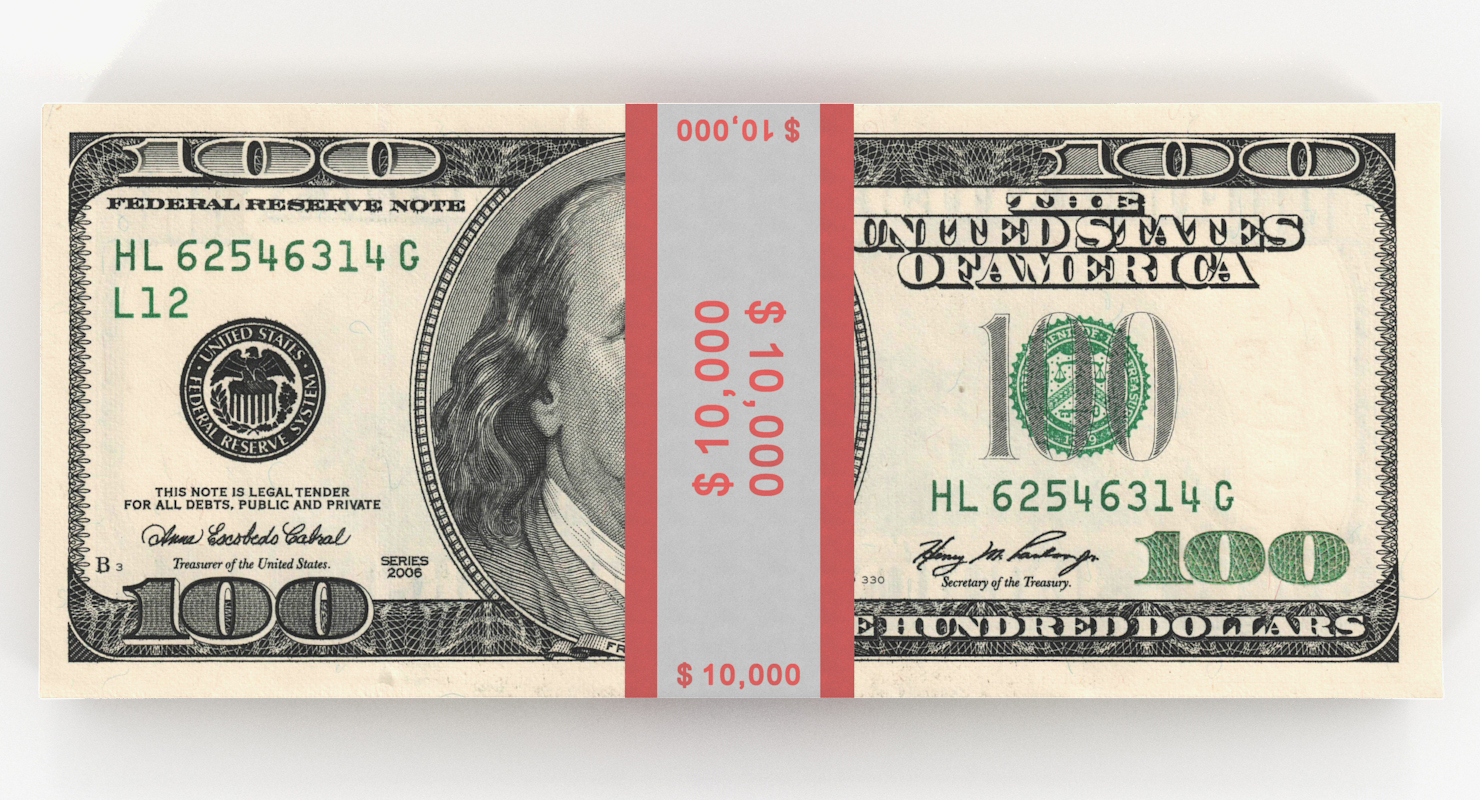 3D 100 Dollar Bills Pack