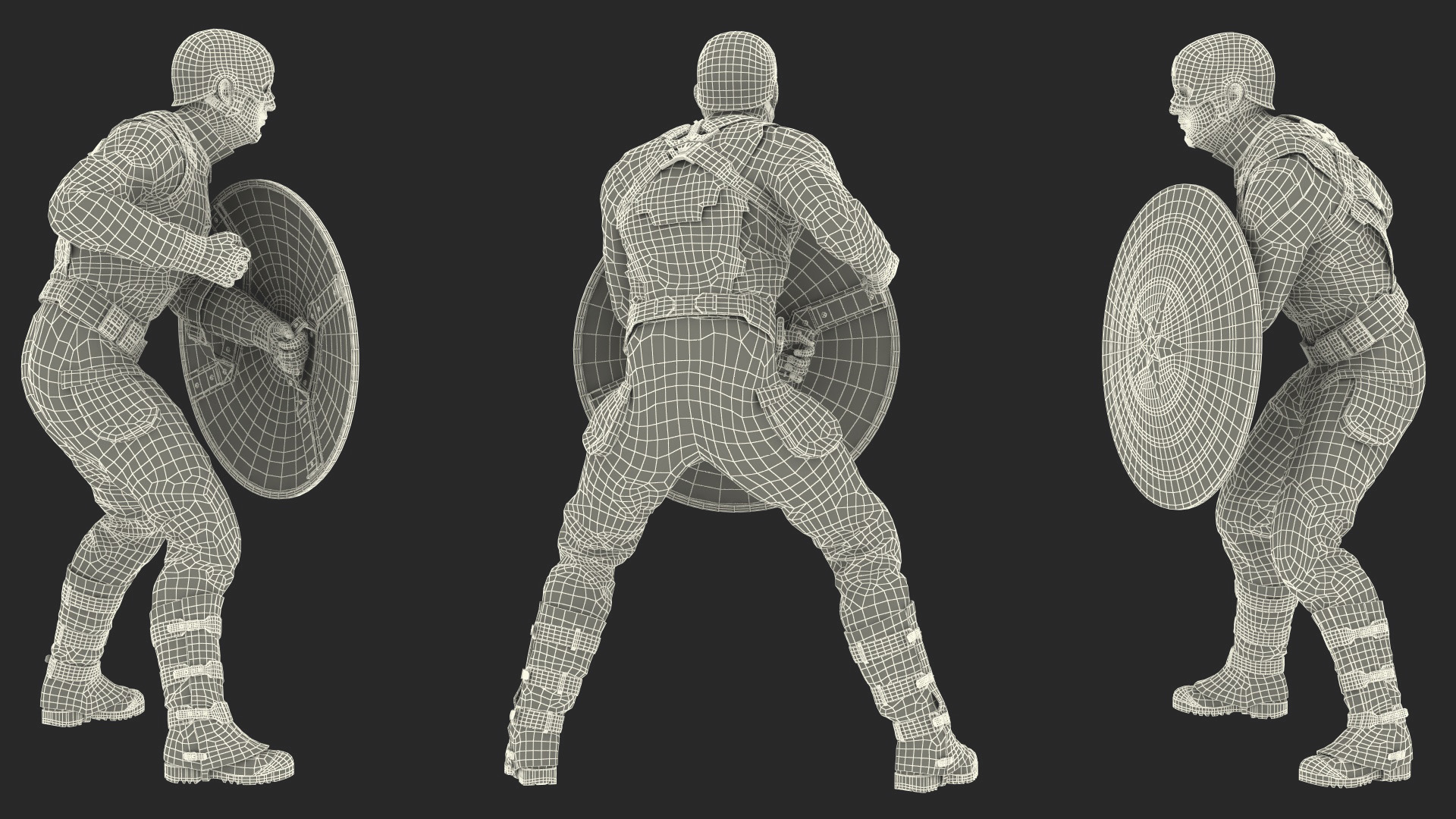 Character Captain America Defend Pose 3D