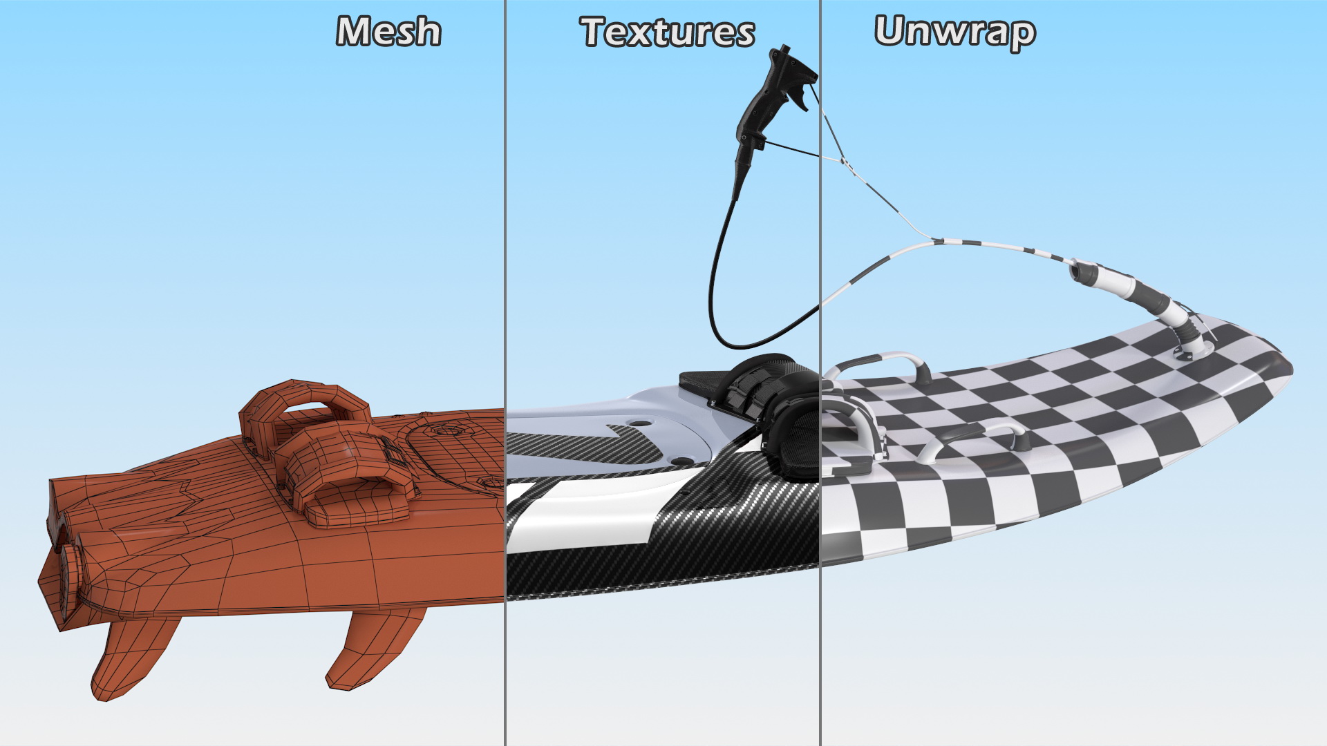 Motorised Carbon Fiber Surfboard Silver 3D model