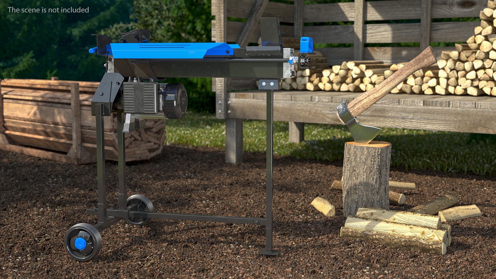 Electric Log Splitter with Stand 3D