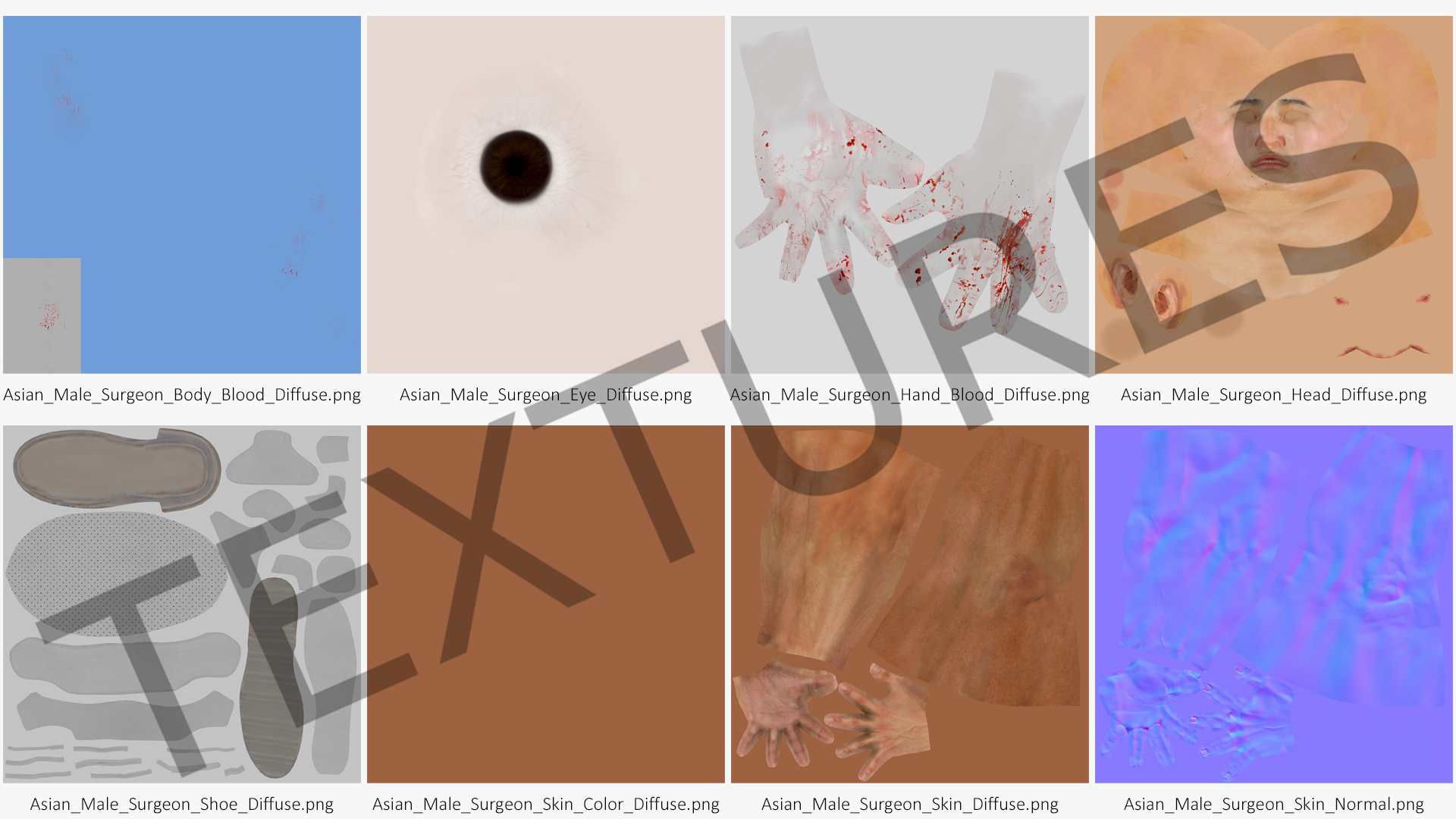 3D Young Asian Male Doctor Blood Stained Rigged for Cinema 4D model