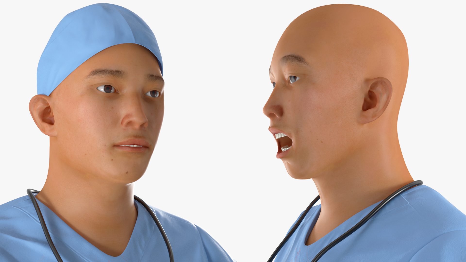 3D Young Asian Male Doctor Blood Stained Rigged for Cinema 4D model