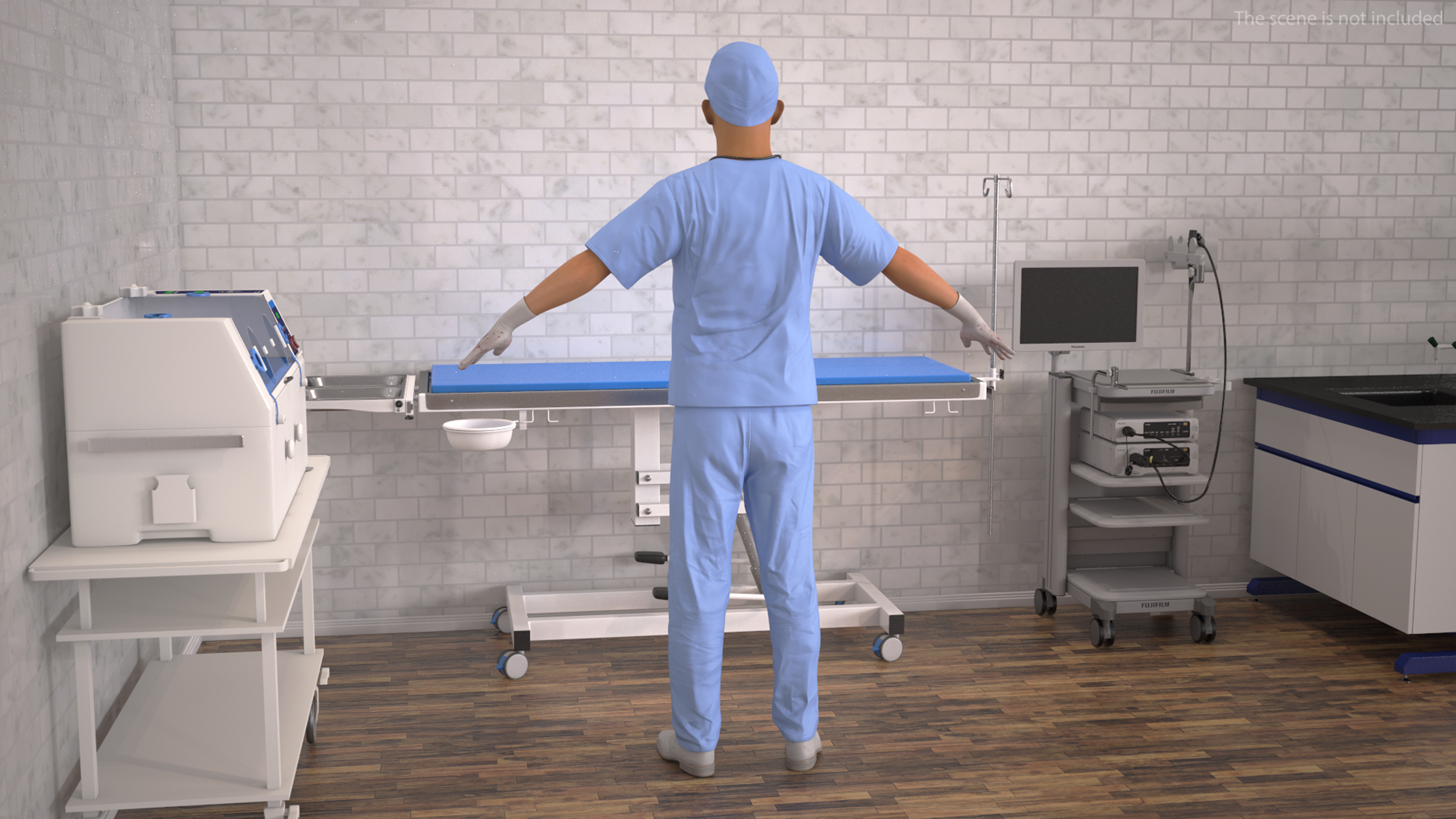 3D Young Asian Male Doctor Blood Stained Rigged for Cinema 4D model