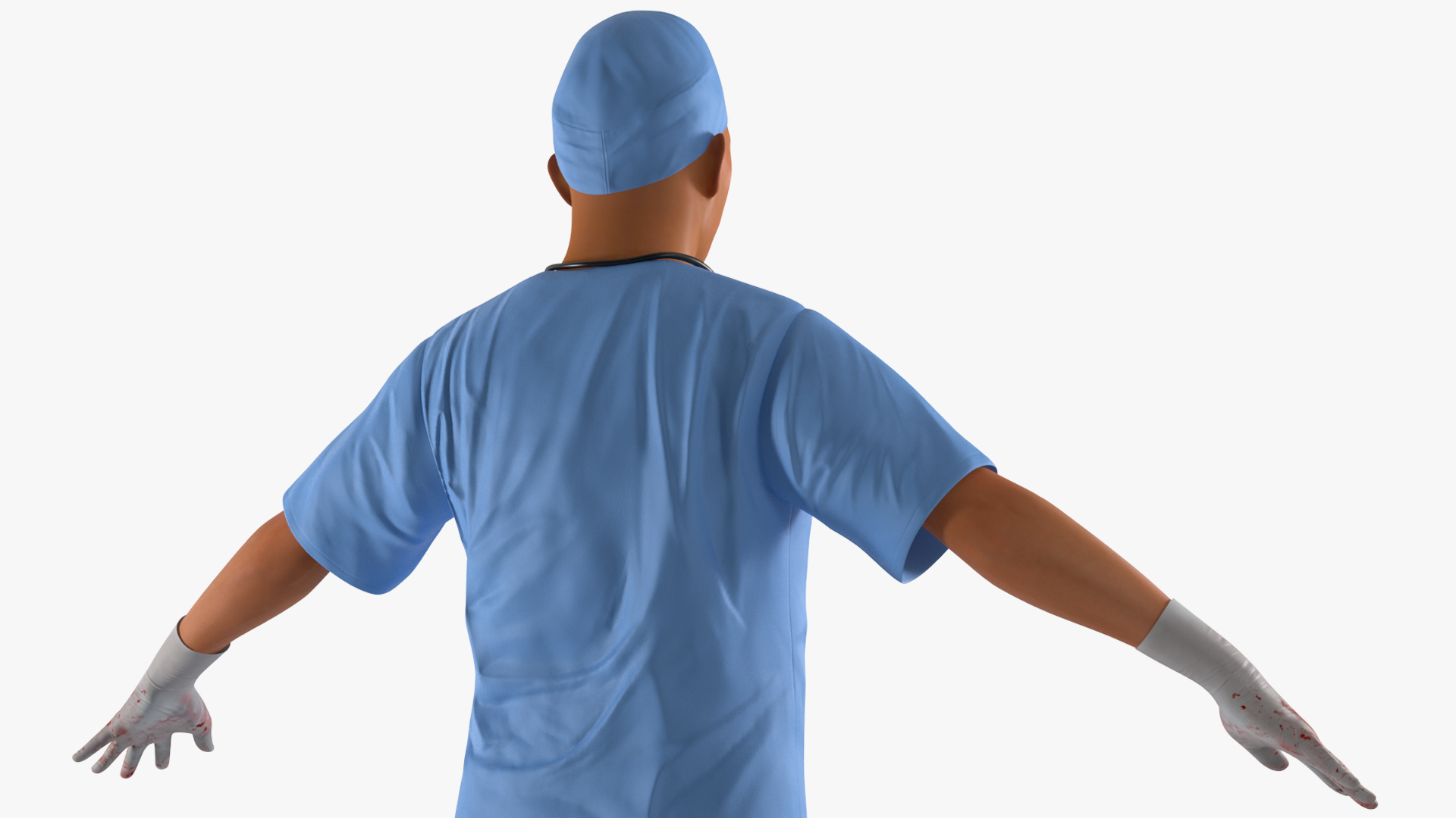 3D Young Asian Male Doctor Blood Stained Rigged for Cinema 4D model
