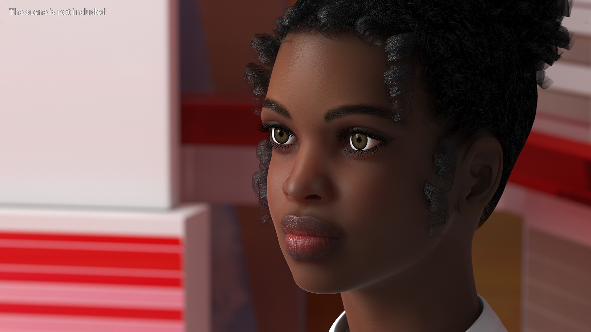 Black Young Woman Student T Pose 3D