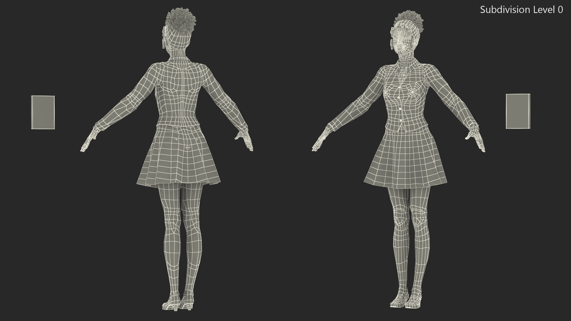 Black Young Woman Student T Pose 3D