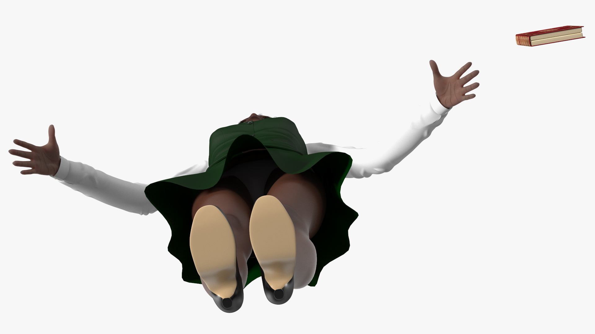 Black Young Woman Student T Pose 3D