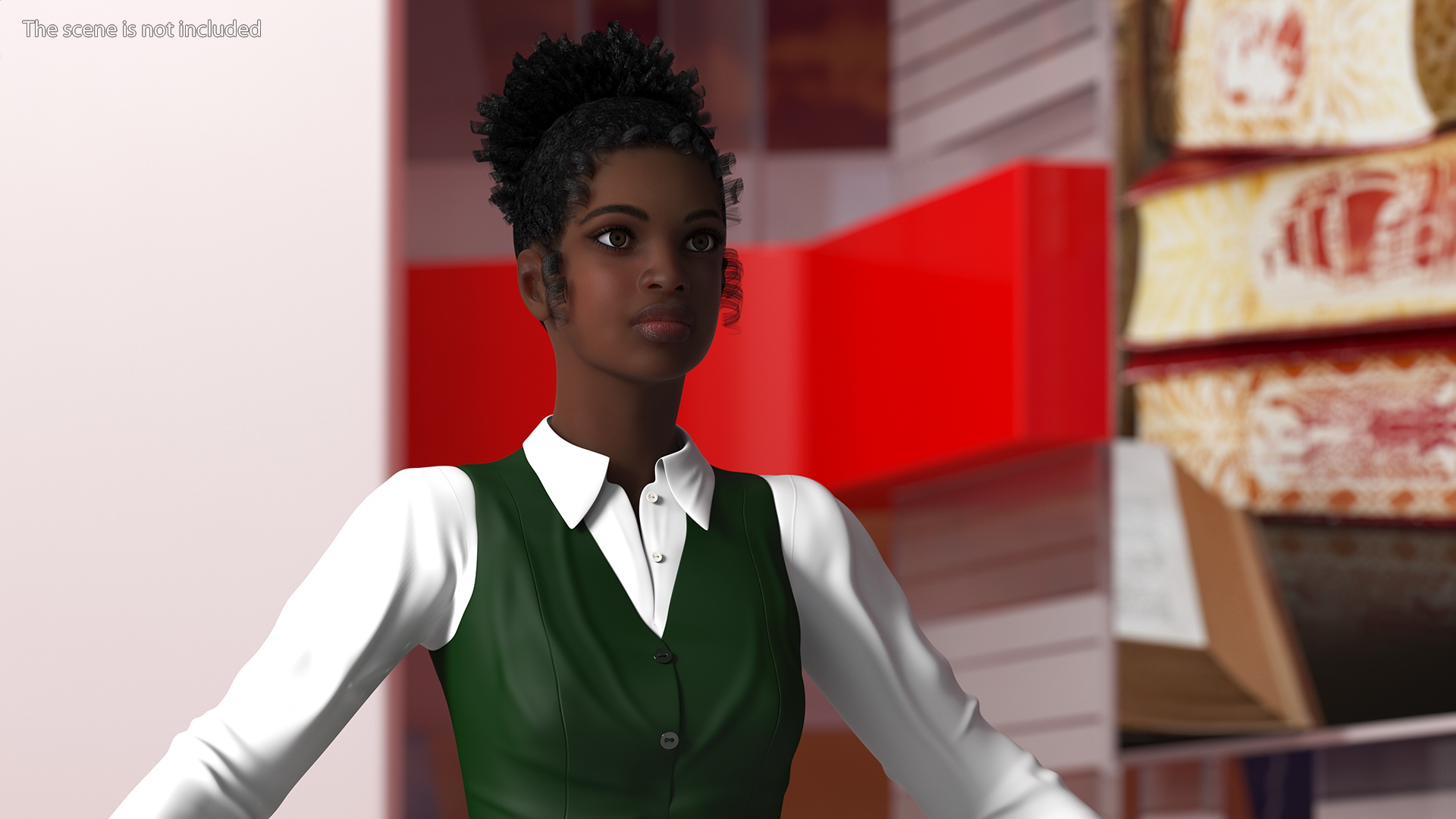 Black Young Woman Student T Pose 3D