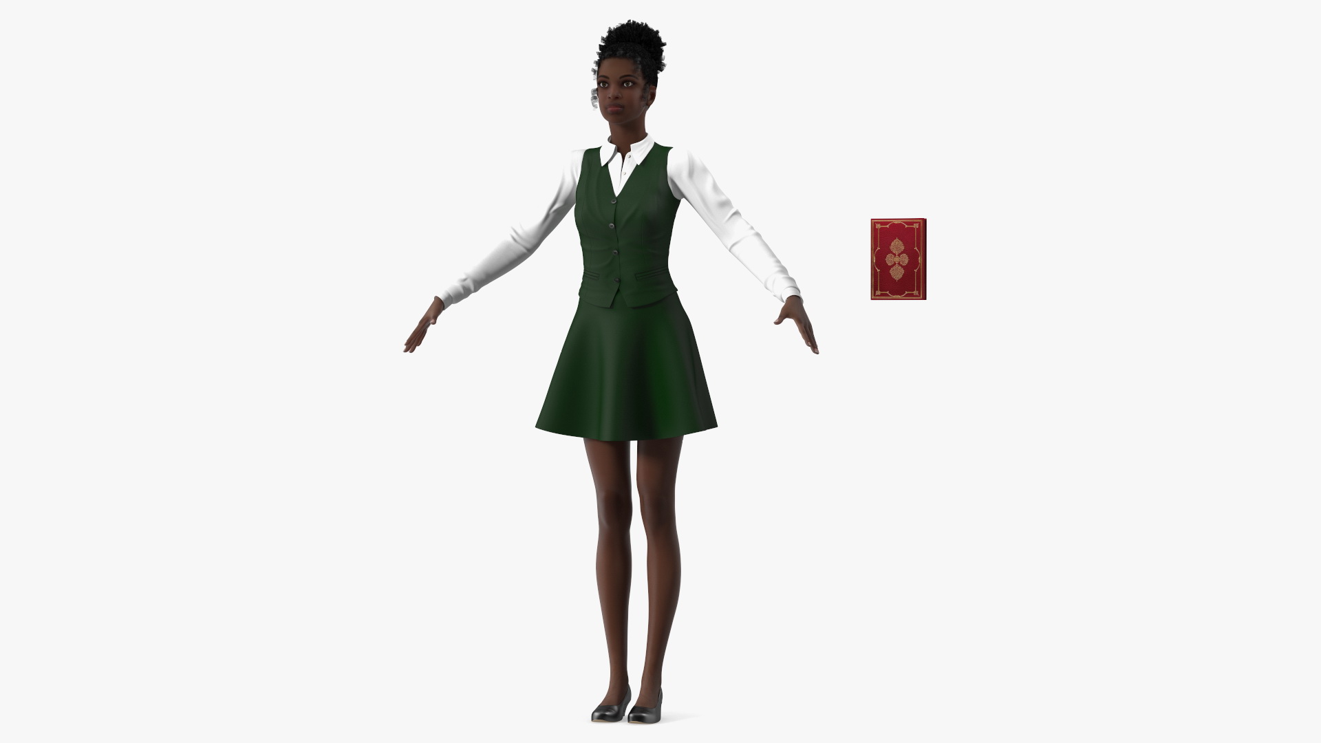 Black Young Woman Student T Pose 3D