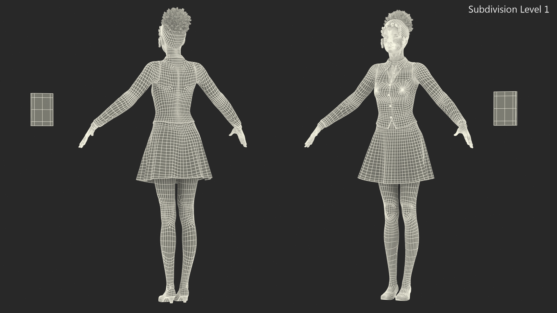 Black Young Woman Student T Pose 3D