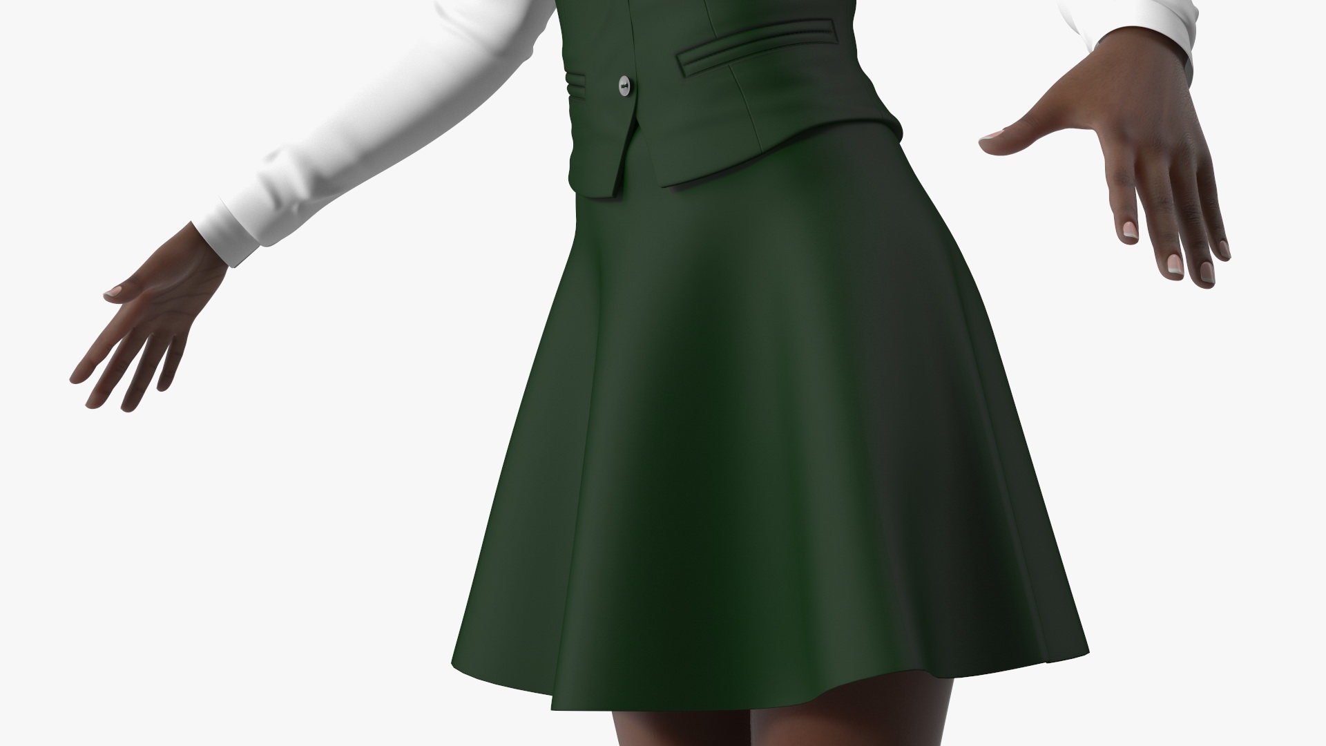 Black Young Woman Student T Pose 3D