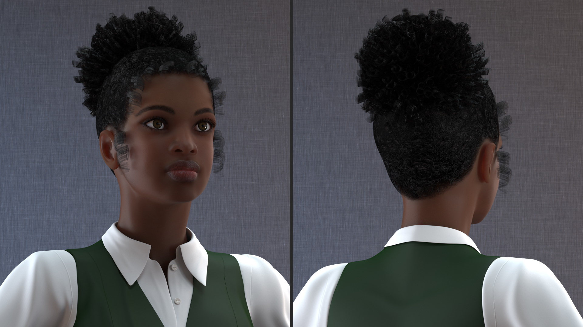 Black Young Woman Student T Pose 3D