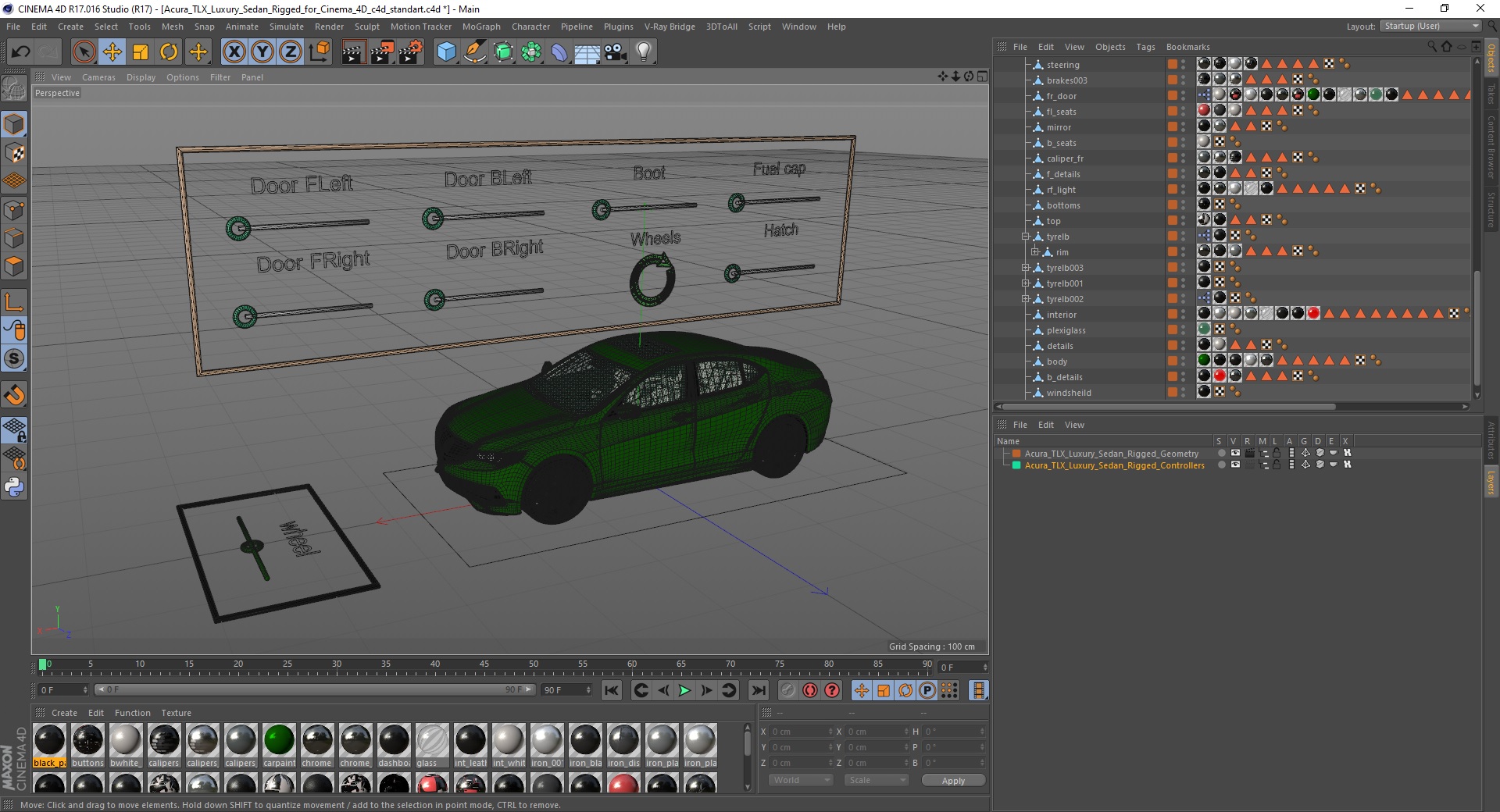 3D Acura TLX Luxury Sedan Rigged for Cinema 4D model