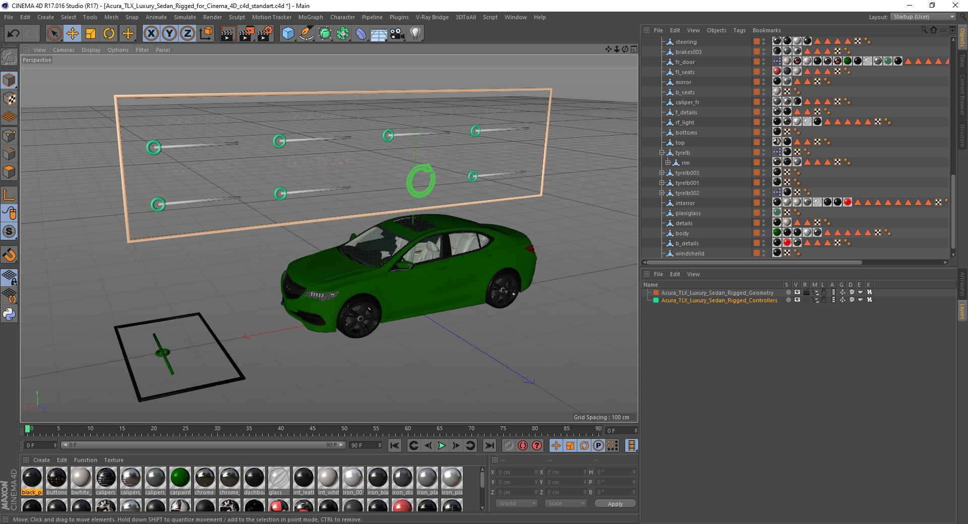 3D Acura TLX Luxury Sedan Rigged for Cinema 4D model