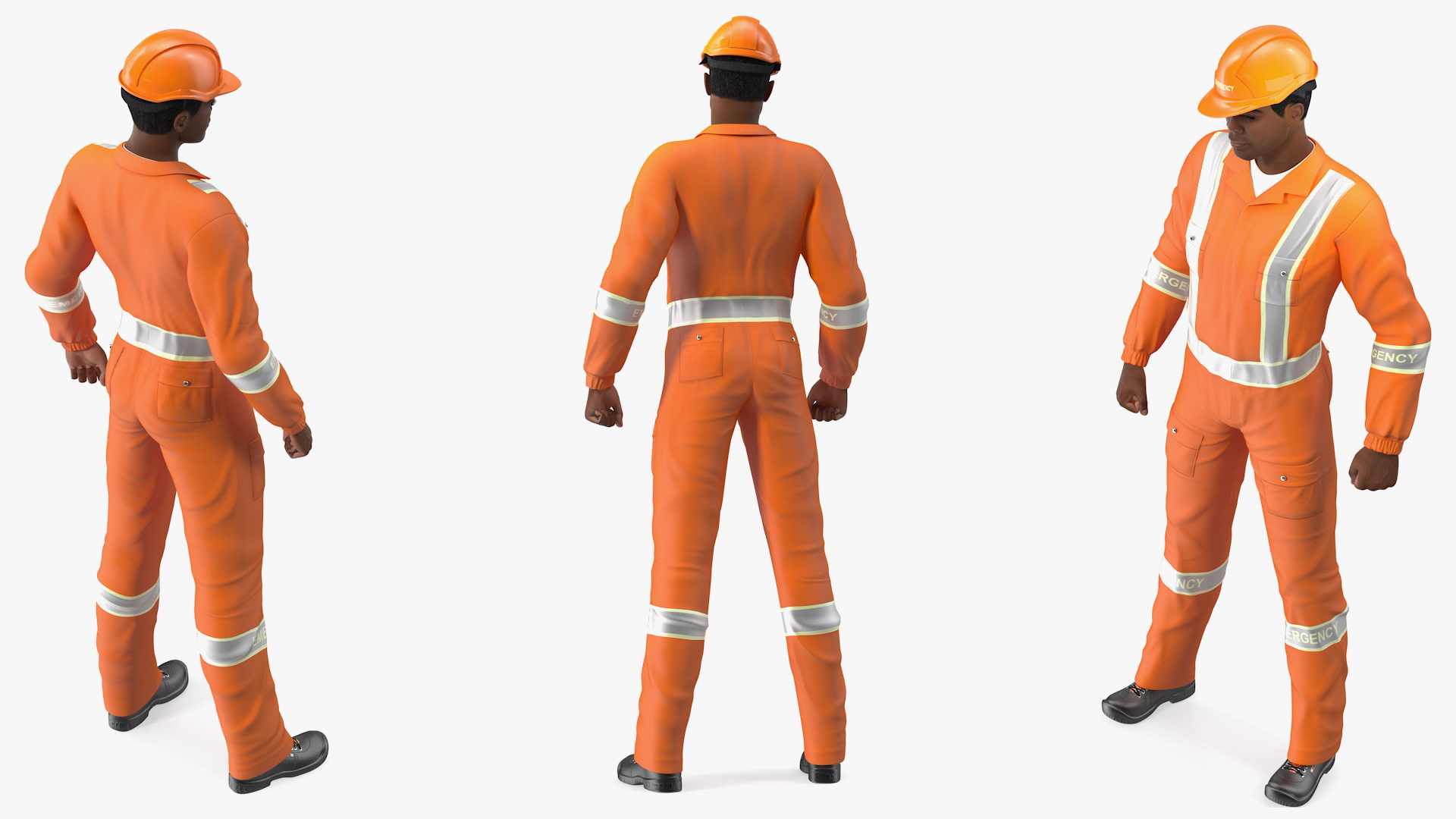 3D Light Skin Black Disaster Rescuer model