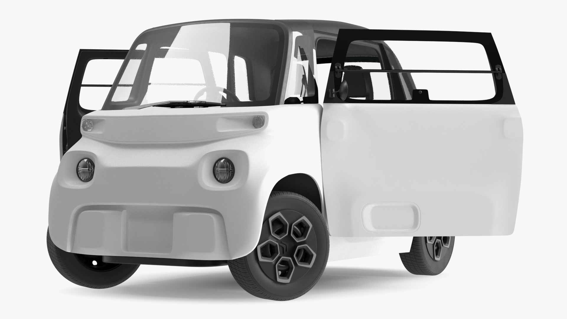 3D Little Electric Car Simple Interior Rigged for Cinema 4D