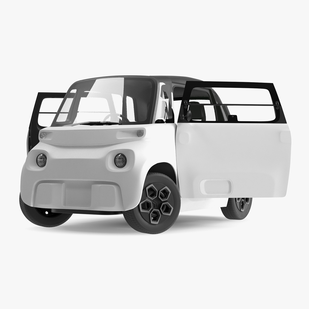 3D Little Electric Car Simple Interior Rigged for Cinema 4D