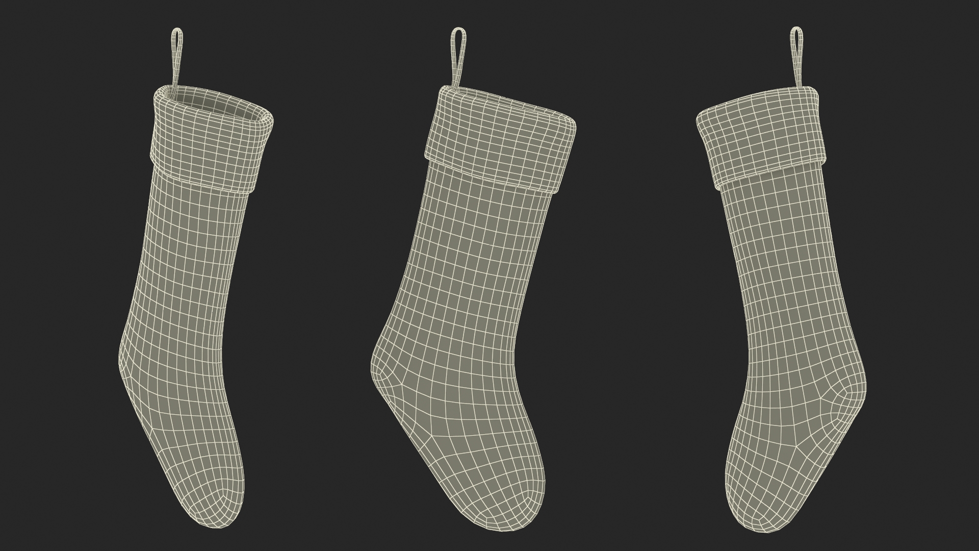 3D model Knitted Christmas Stocking in White
