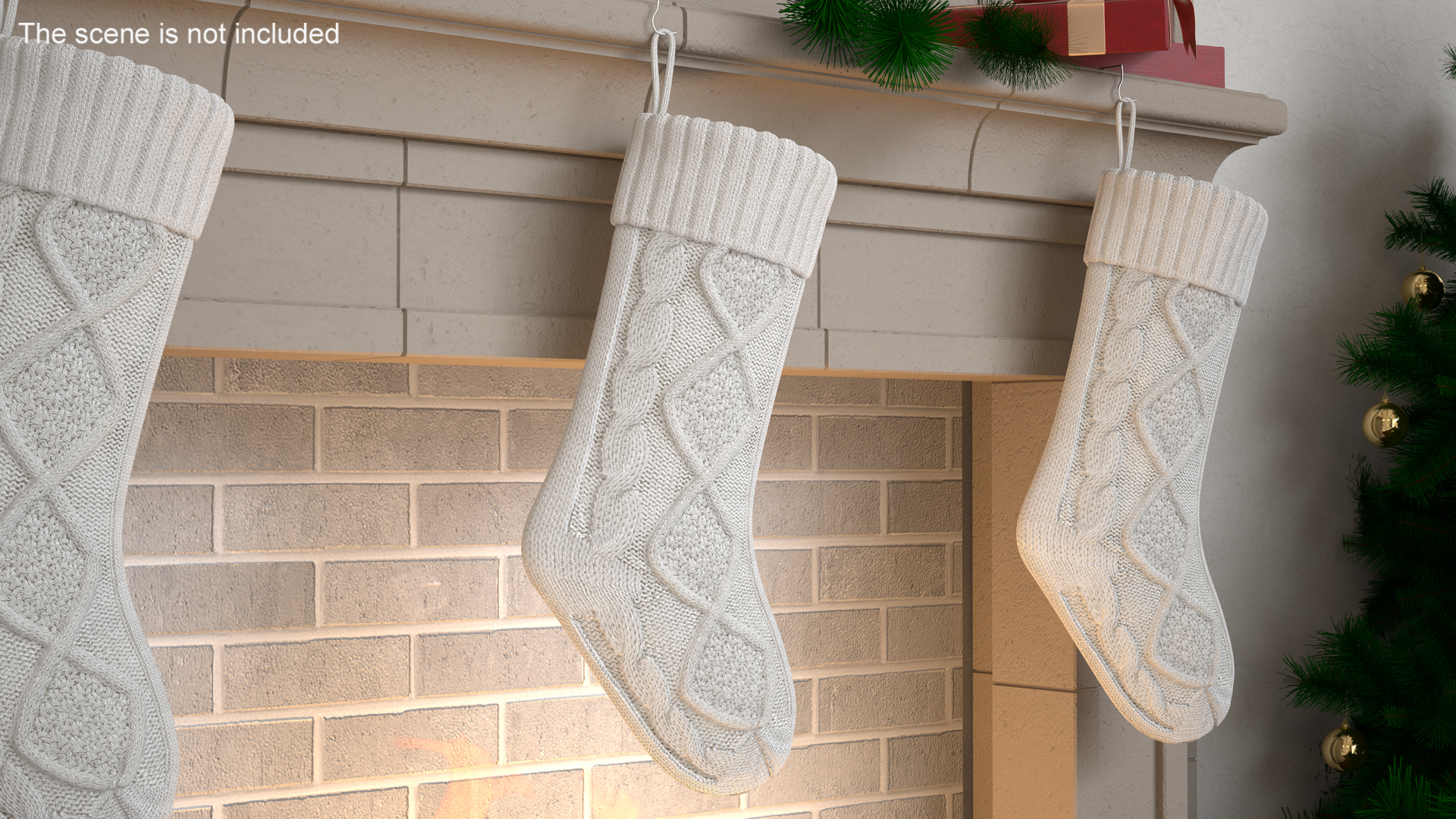 3D model Knitted Christmas Stocking in White