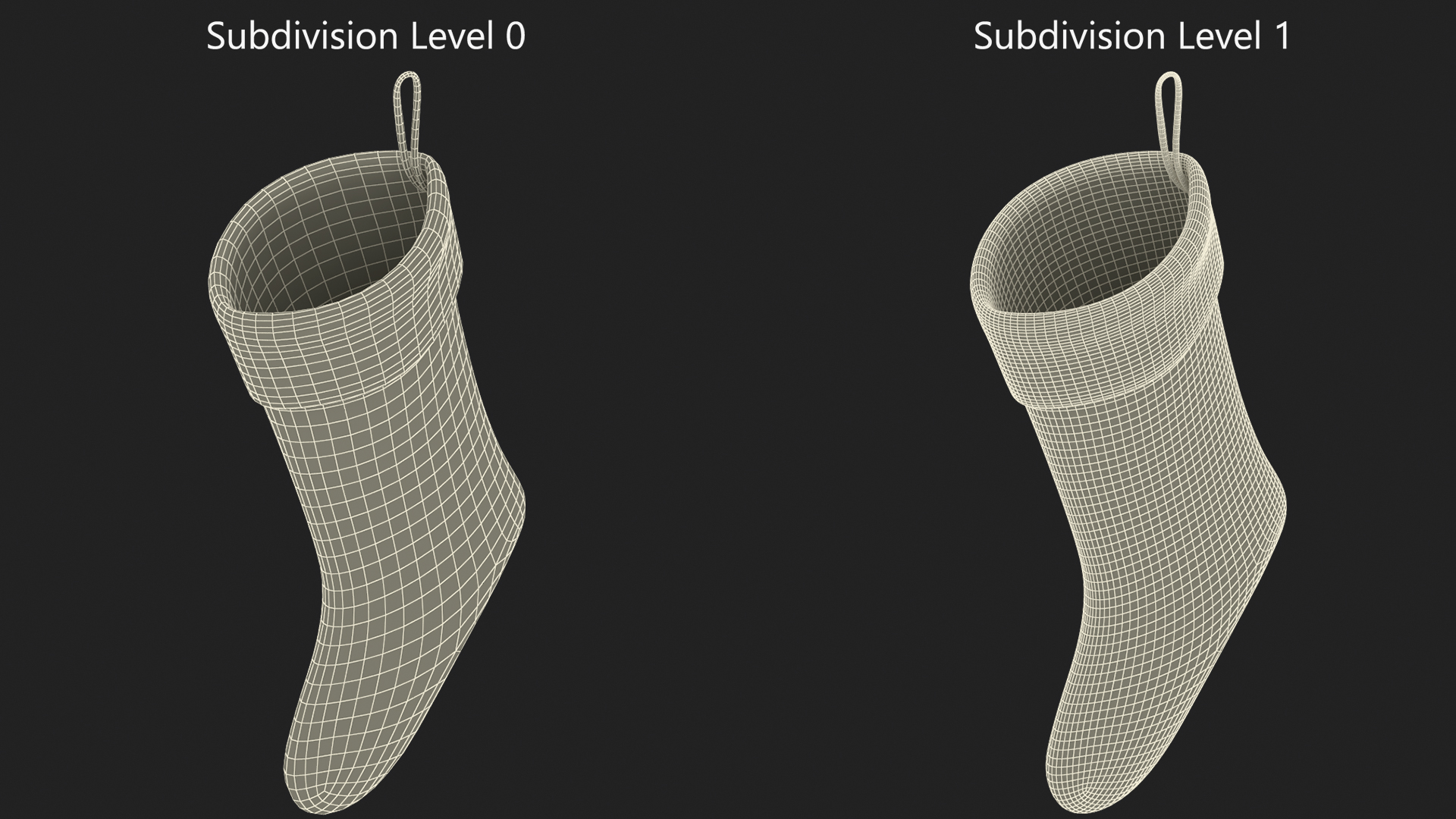 3D model Knitted Christmas Stocking in White