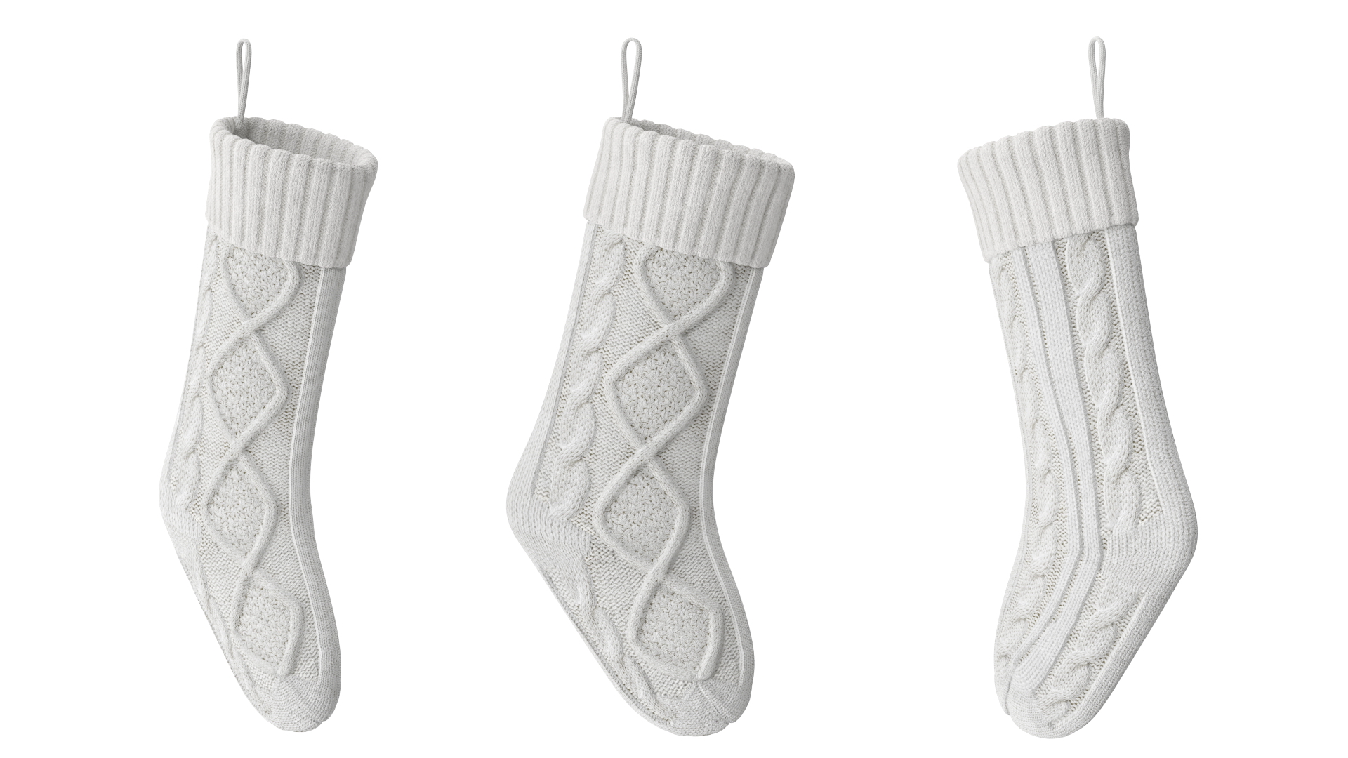 3D model Knitted Christmas Stocking in White