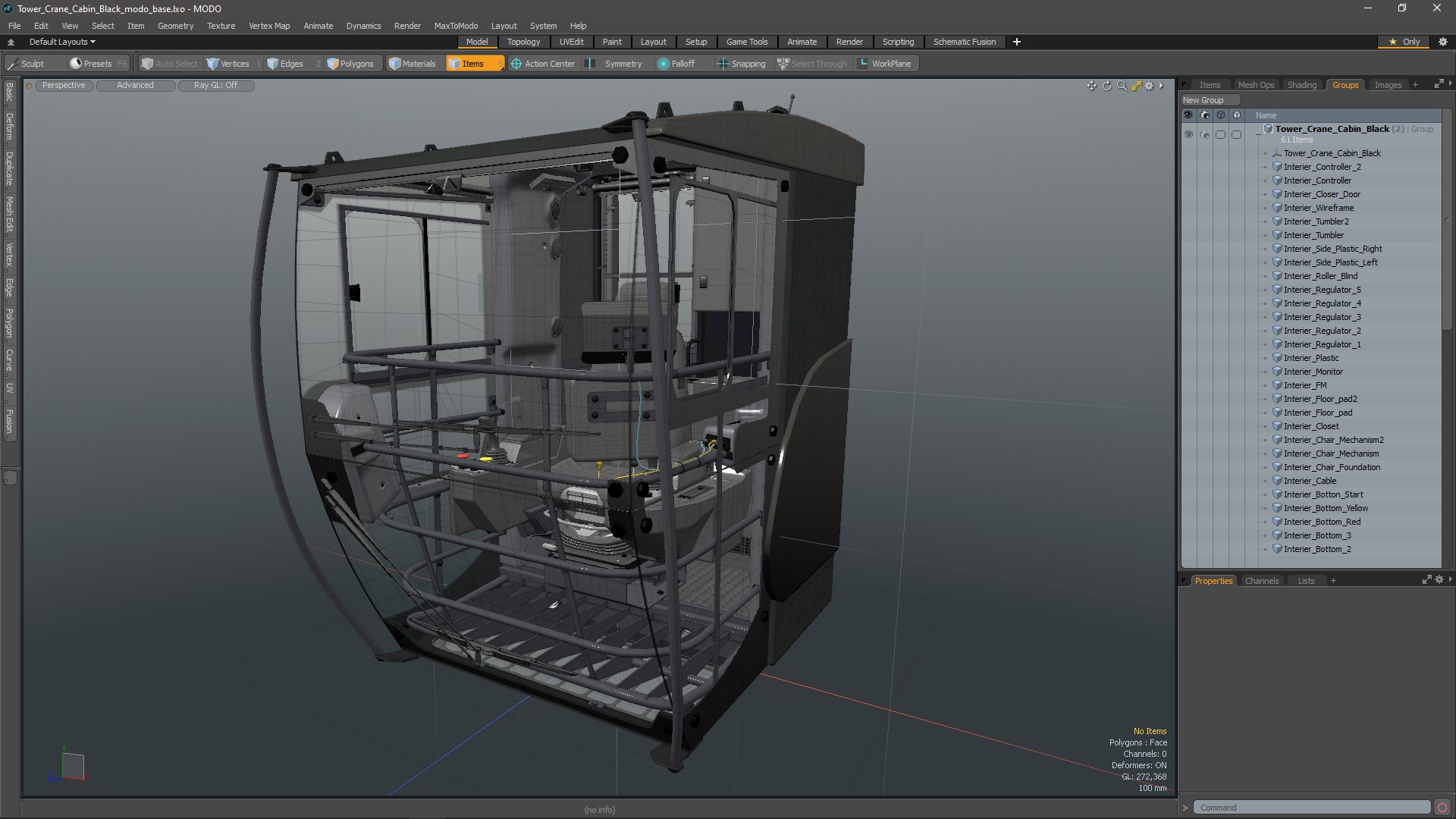 3D Tower Crane Cabin Black model