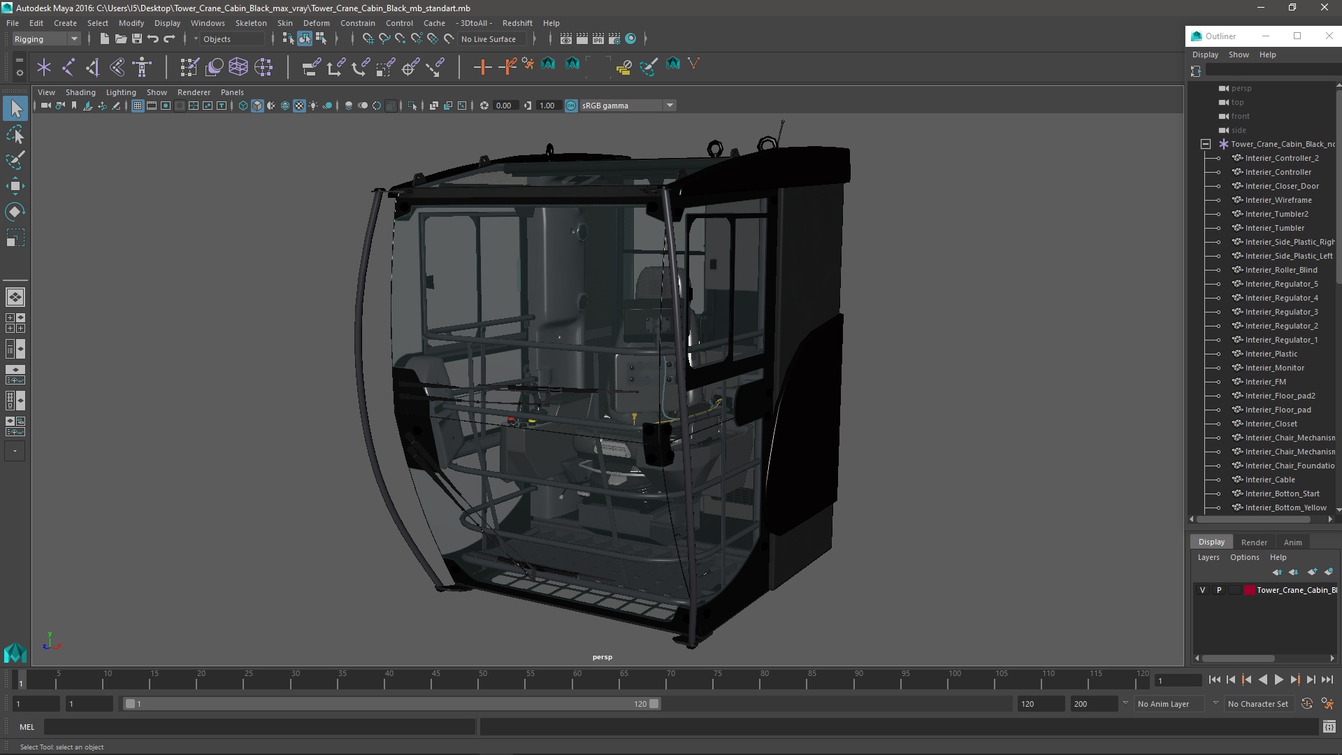 3D Tower Crane Cabin Black model