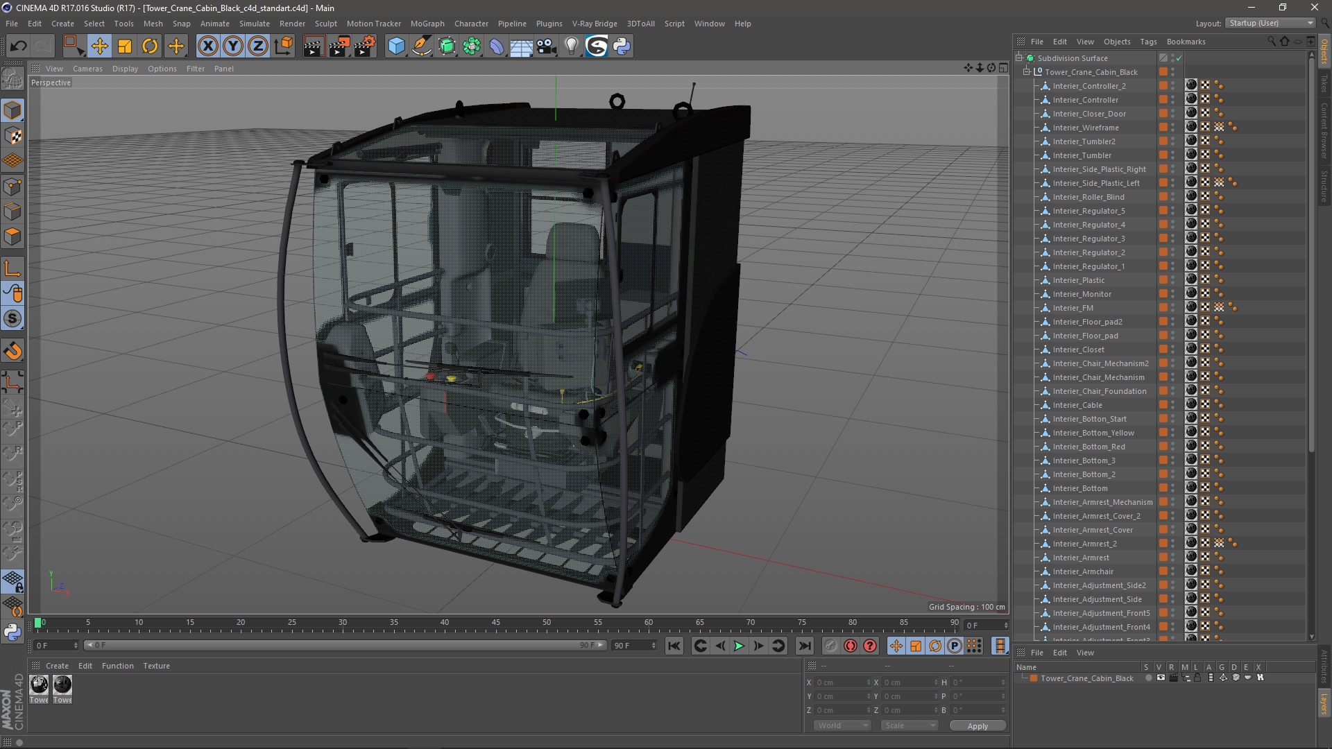 3D Tower Crane Cabin Black model