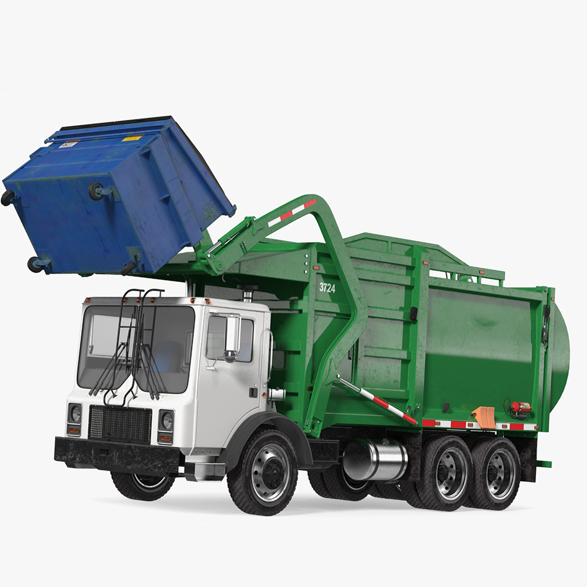 Trash Truck Generic with Dumpster Blue Rigged for Maya 3D model